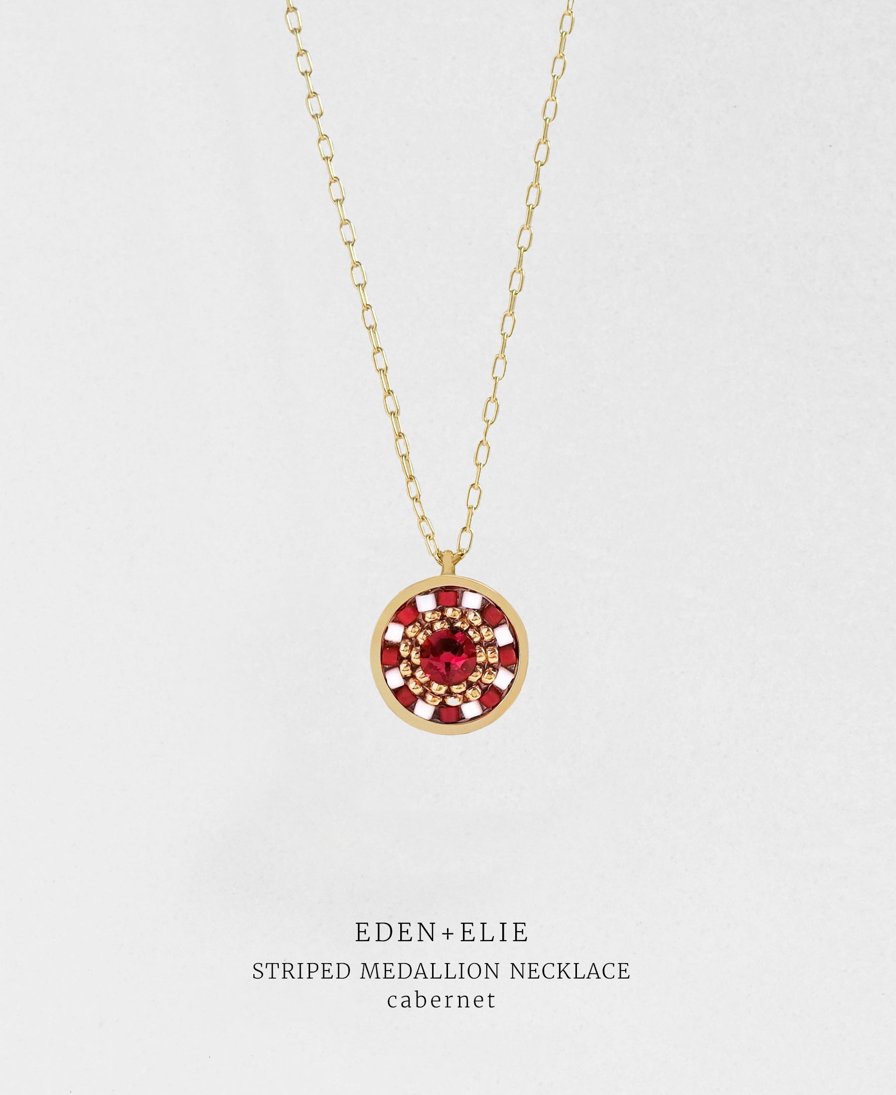 EDEN + ELIE Striped Medallion necklace - Cabernet