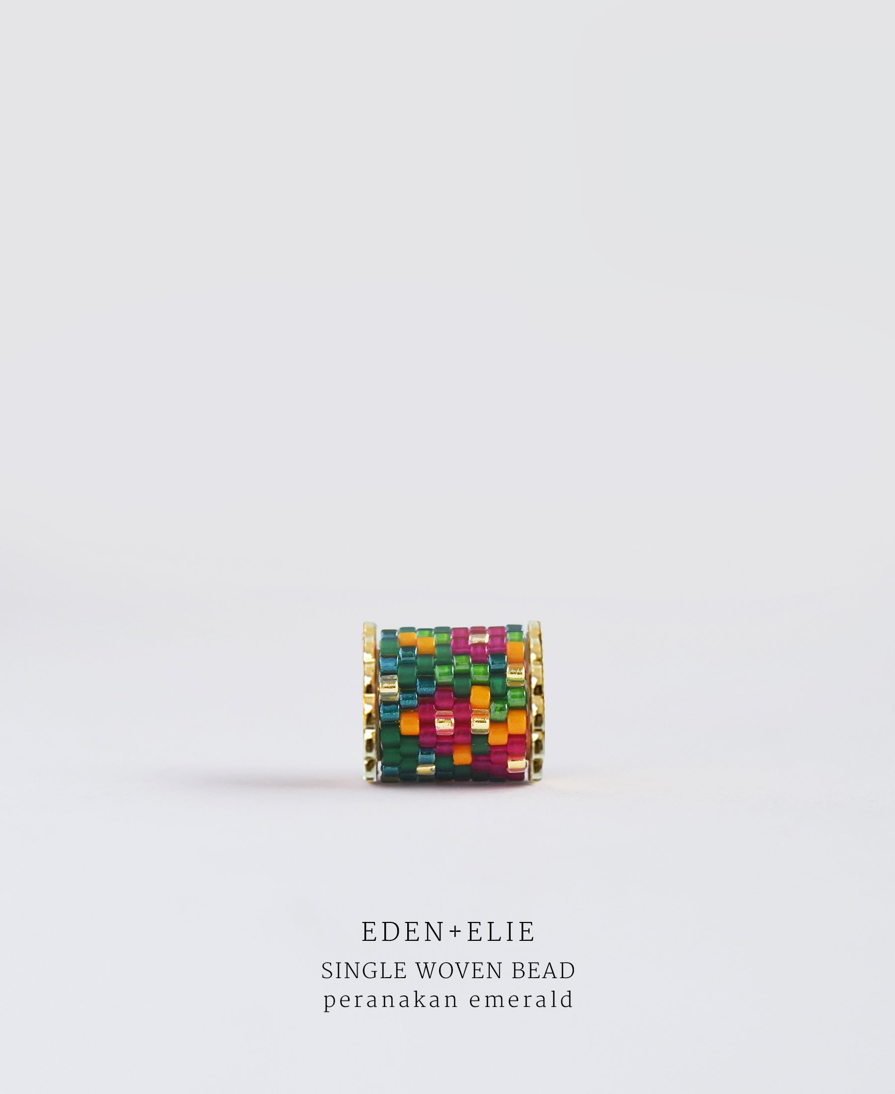EDEN + ELIE Necklace Bar single bead + optional chain - peranakan emerald