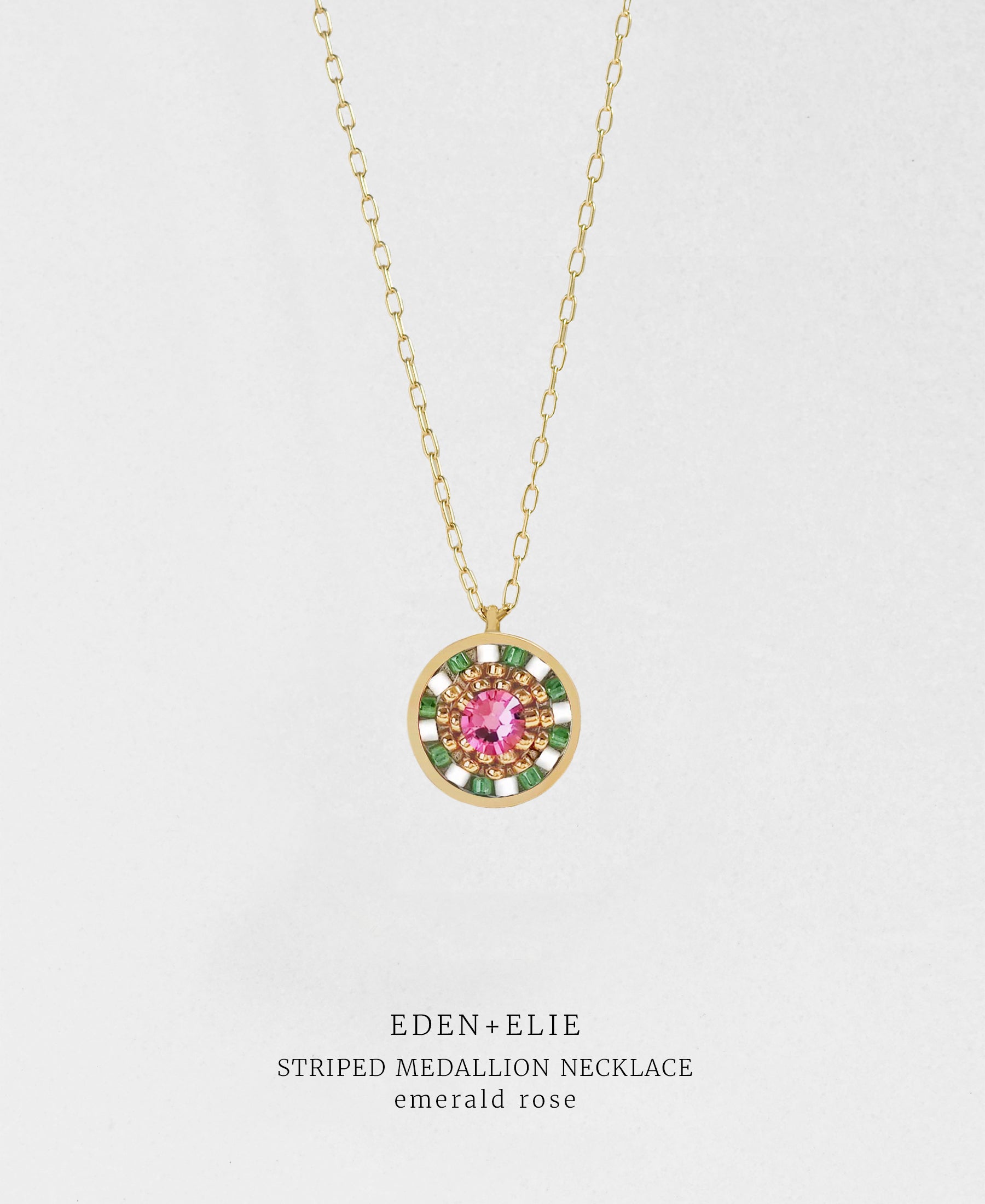 EDEN + ELIE Striped Medallion necklace - Emerald Rose