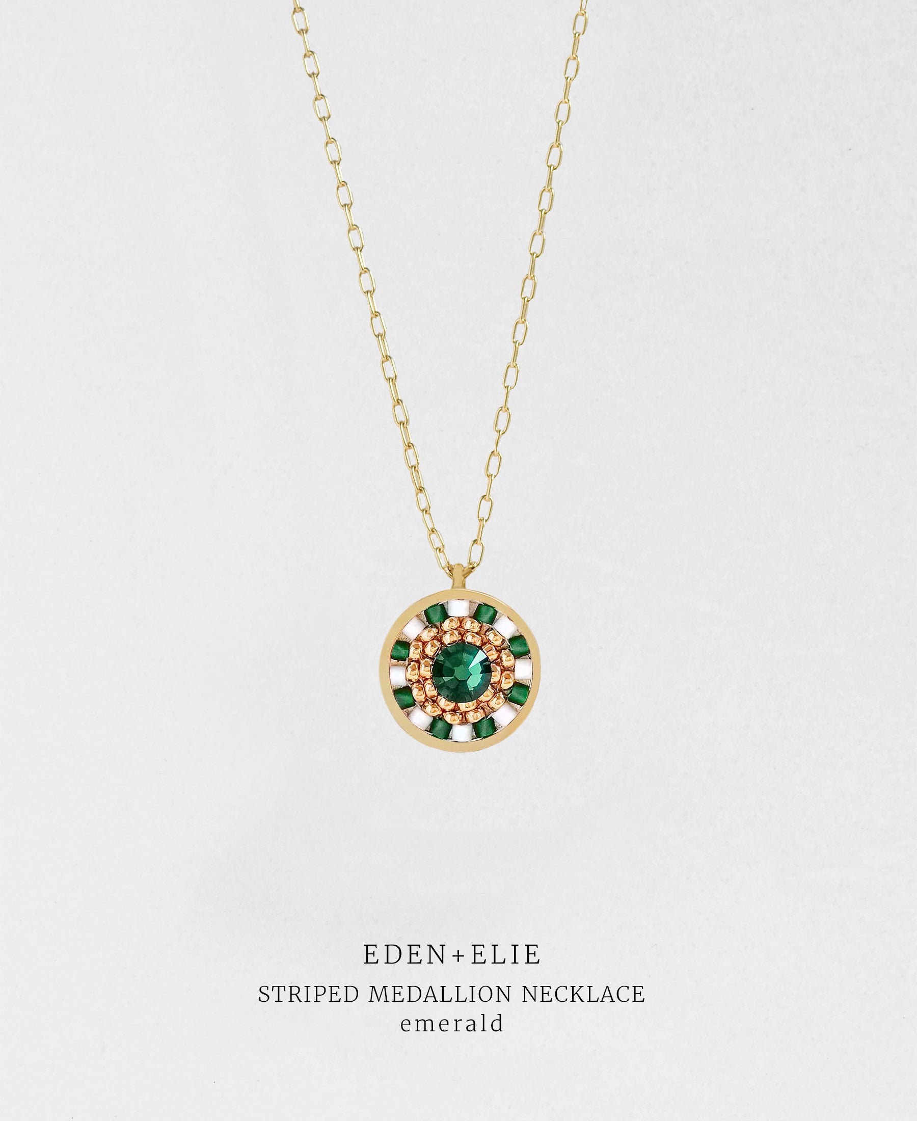 EDEN + ELIE Striped Medallion necklace - Emerald