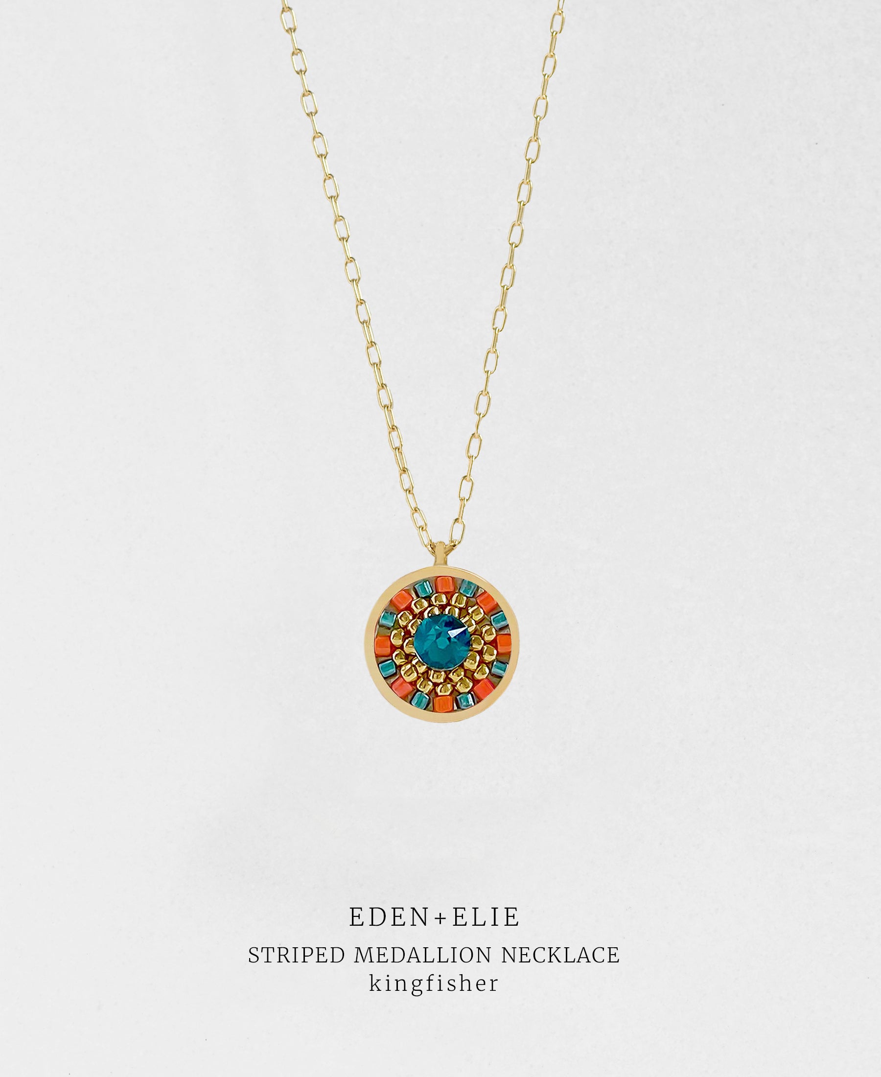 EDEN + ELIE Striped Medallion necklace - Kingfisher