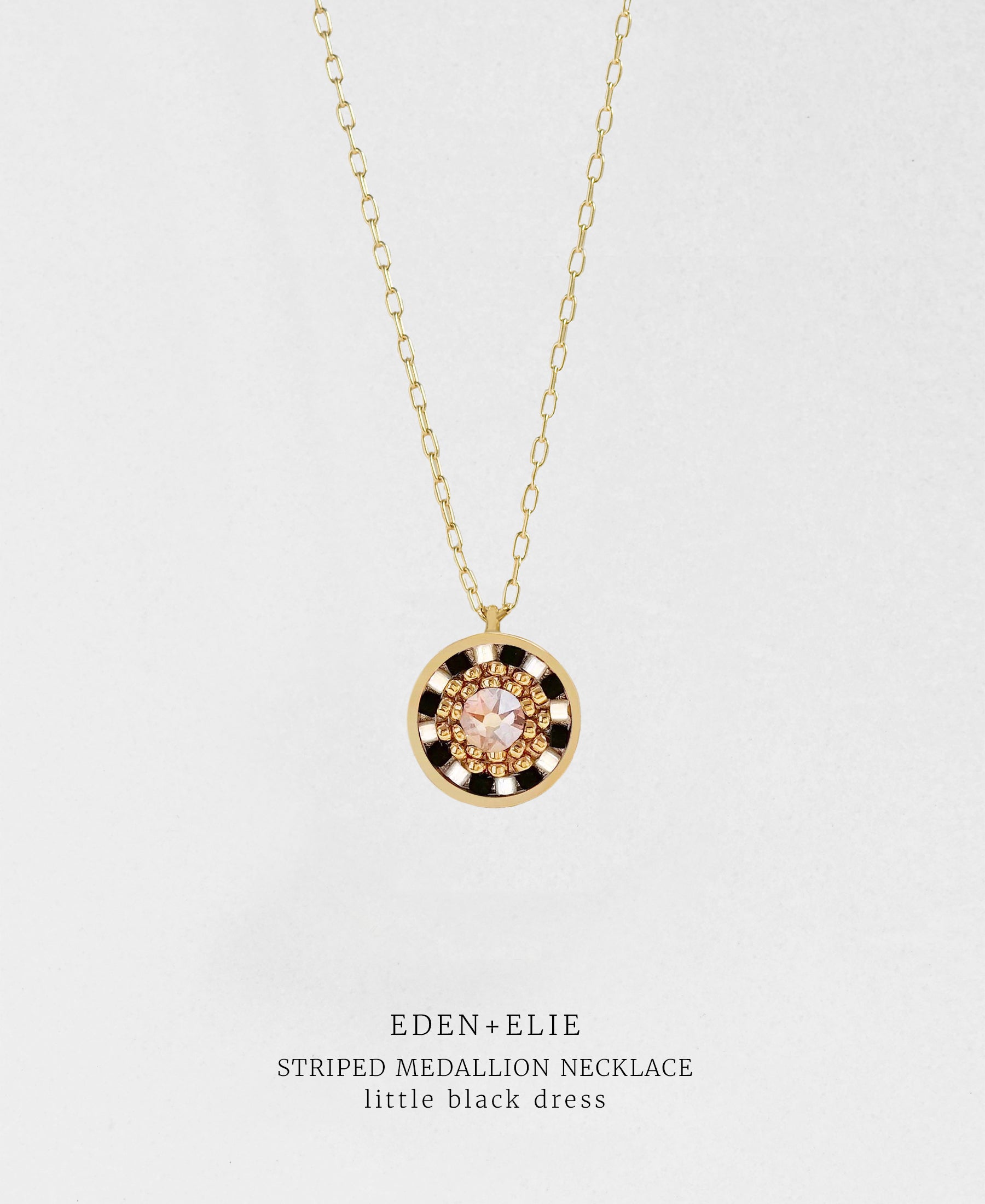 EDEN + ELIE Striped Medallion necklace - Little Black Dress