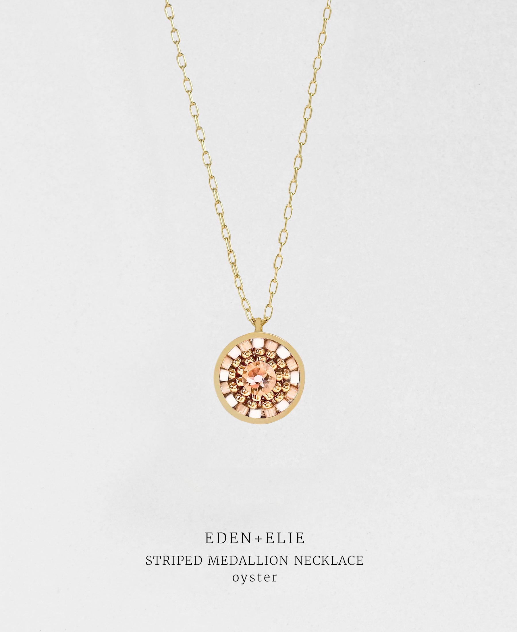 EDEN + ELIE Striped Medallion necklace - Oyster