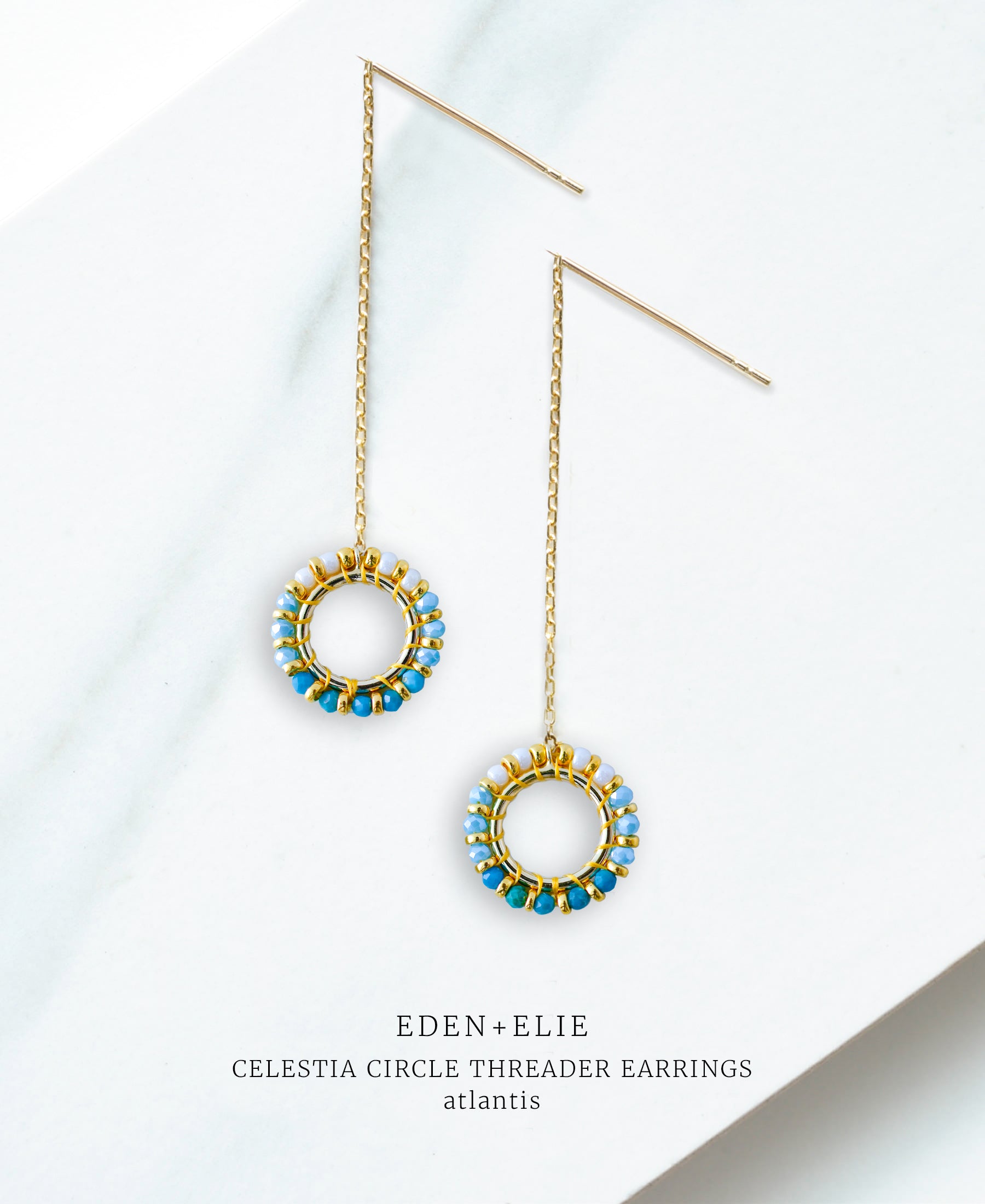 EDEN + ELIE Celestia Circle Threader Earrings - Atlantis