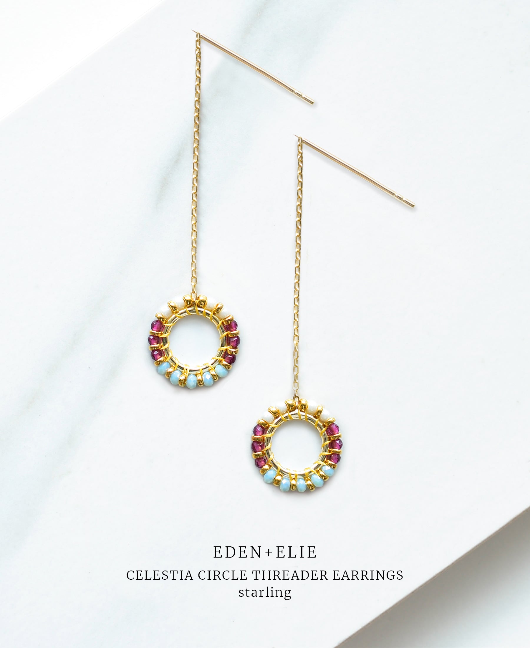 EDEN + ELIE Celestia Circle Threader Earrings - Starling