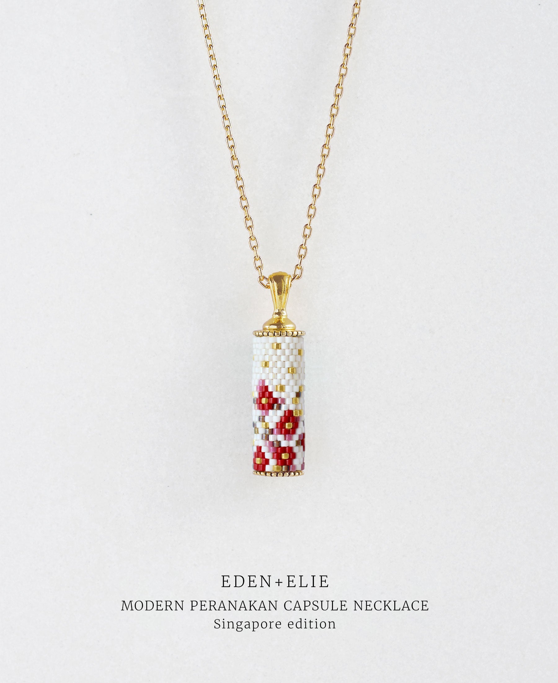 EDEN + ELIE Modern Peranakan capsule pendant necklace - Singapore edition