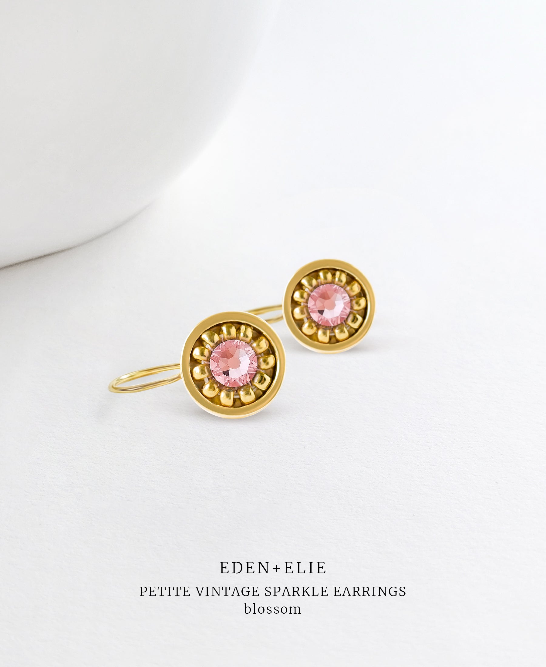 EDEN + ELIE Petite Vintage Sparkle drop earrings - Blossom Pink