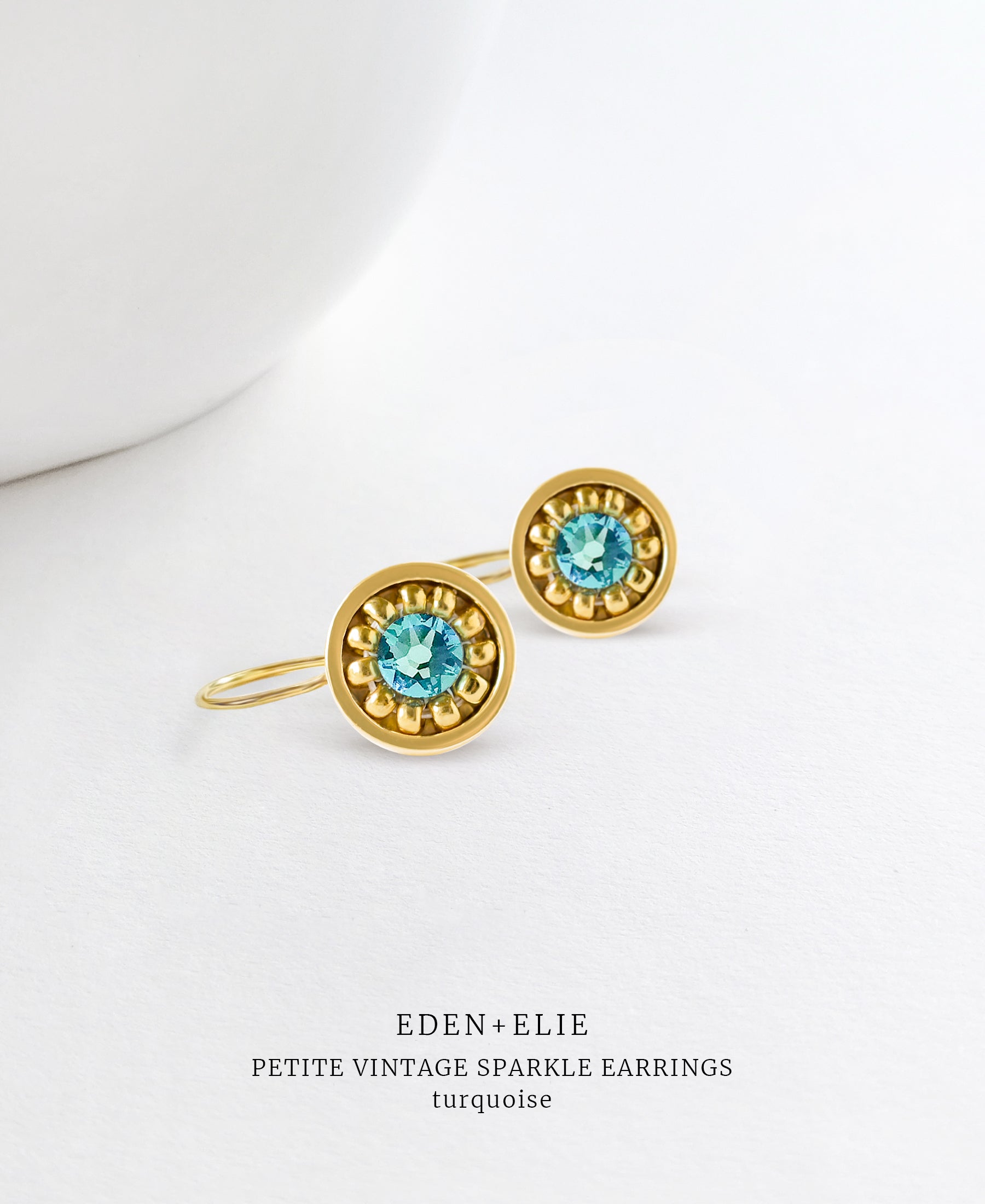 EDEN + ELIE Petite Vintage Sparkle drop earrings - Turquoise