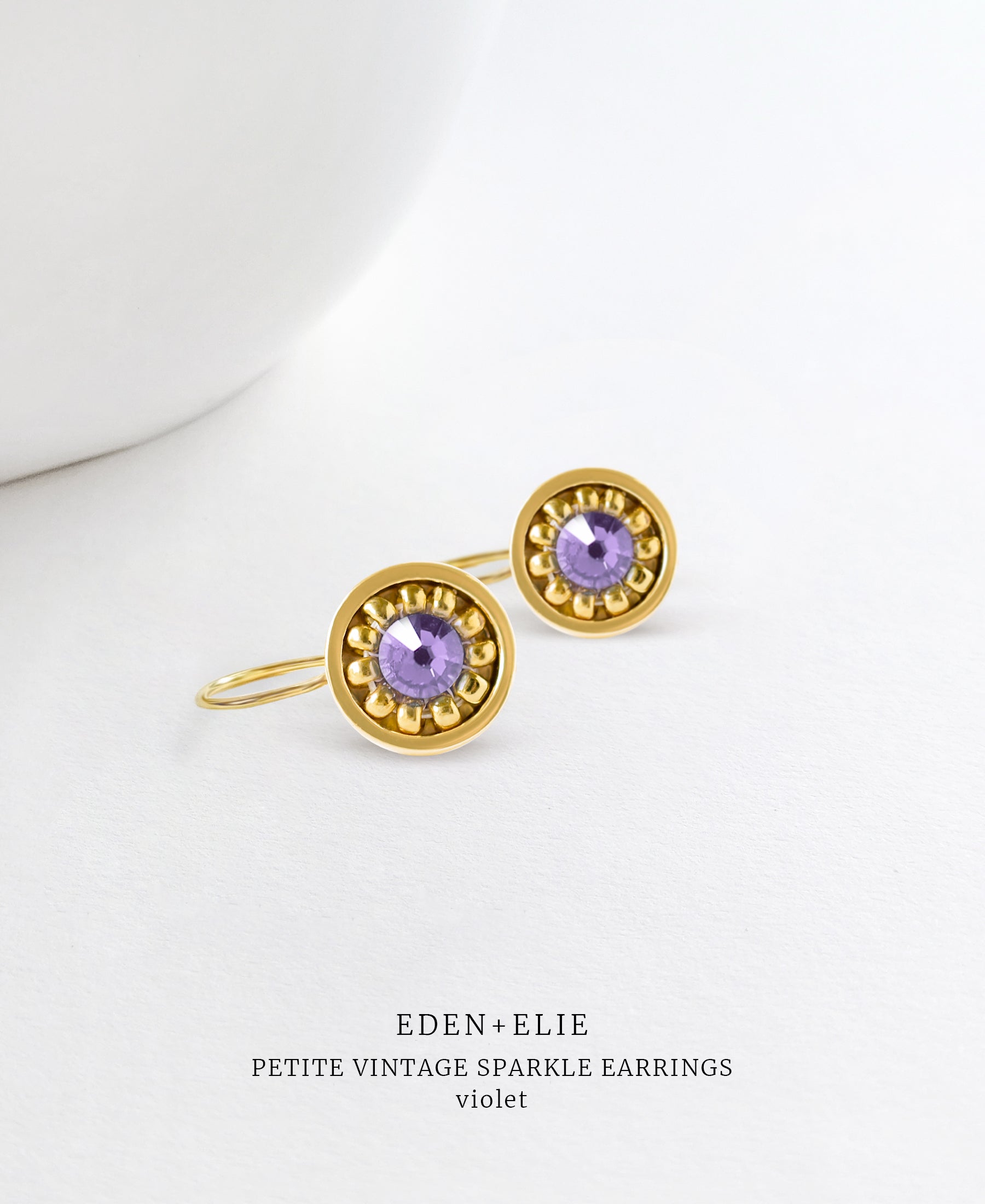 EDEN + ELIE Petite Vintage Sparkle drop earrings - Violet