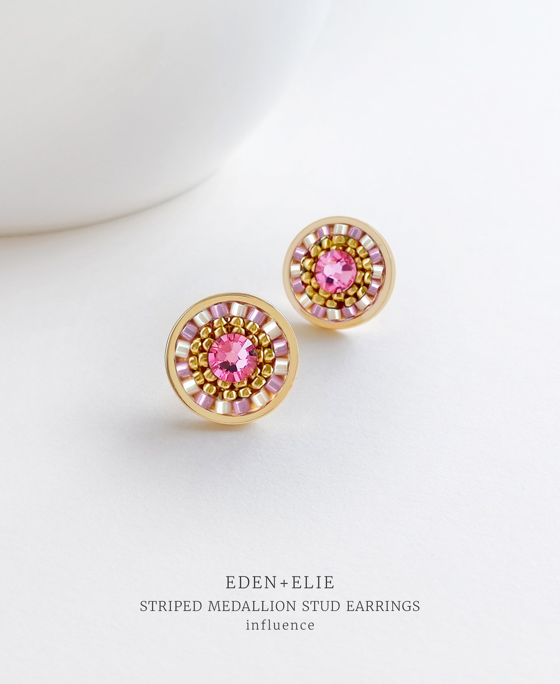 EDEN + ELIE Striped Medallion stud earrings - Influence