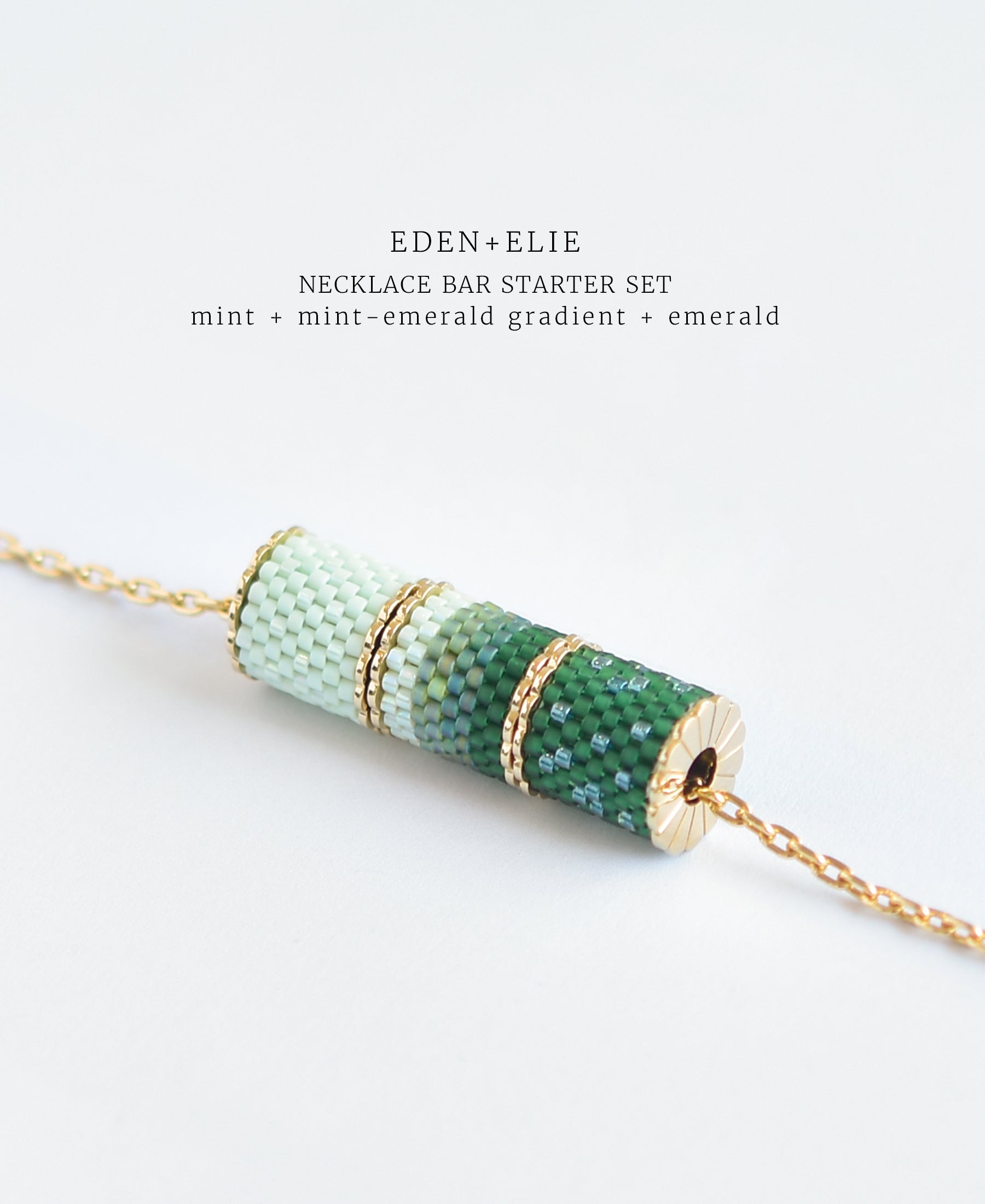 EDEN + ELIE Necklace Bar 3 bead starter set - mint emerald gradient