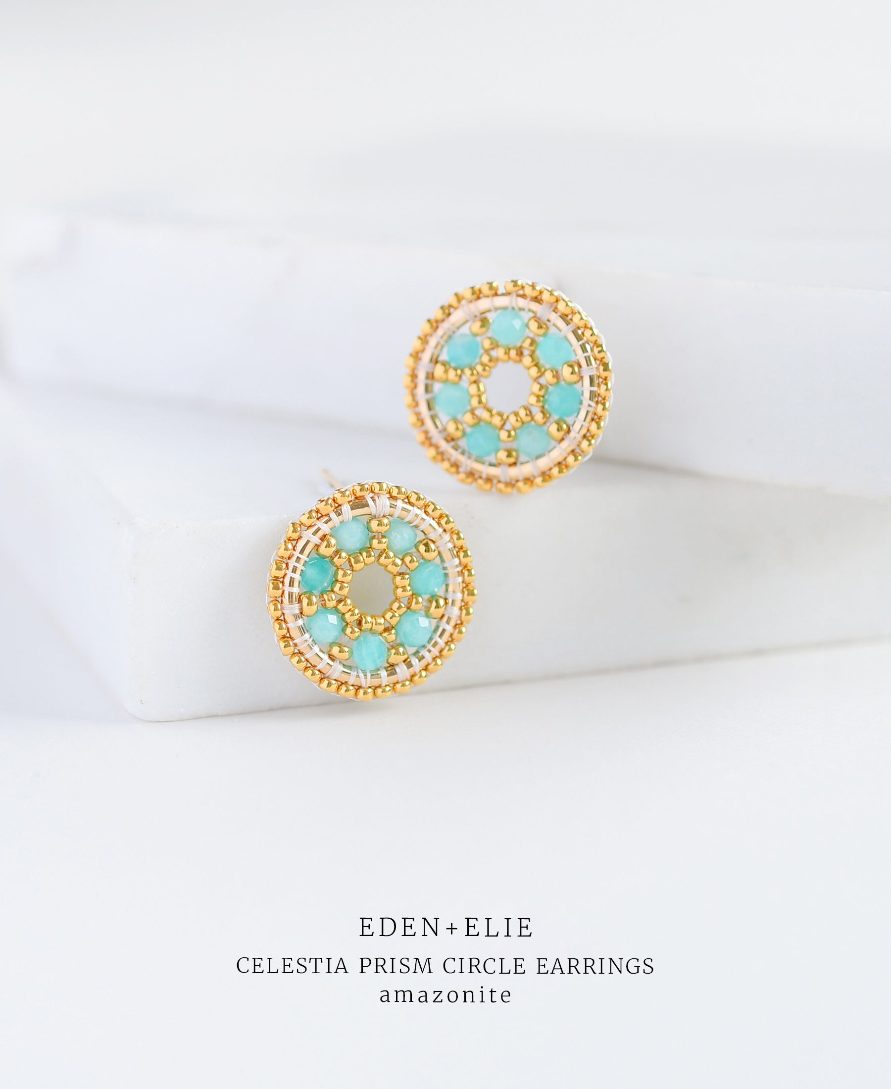 EDEN + ELIE Celestia Prism Circle Earrings - Amazonite