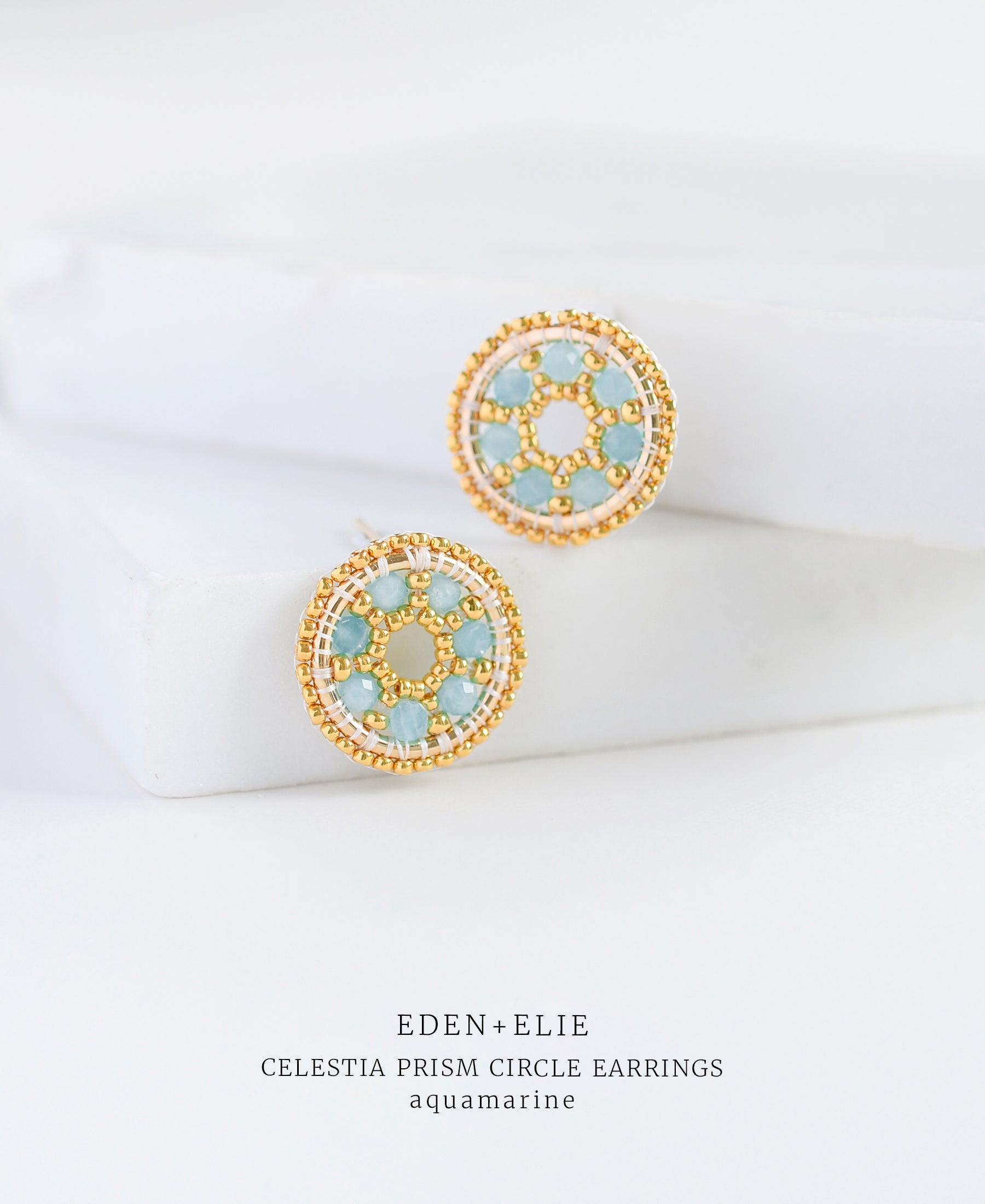 EDEN + ELIE Celestia Prism Circle Earrings - Aquamarine