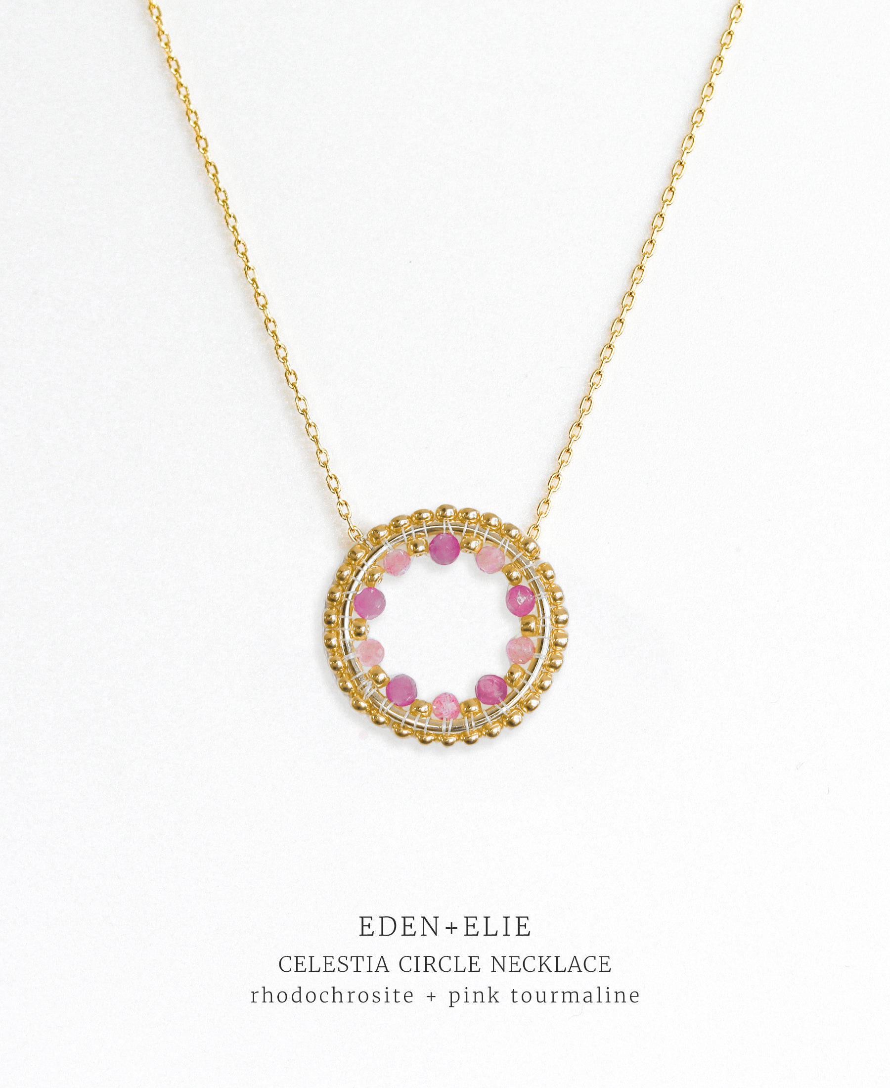 EDEN + ELIE Celestia Circle Necklace - Rhodochrosite + Pink Tourmaline
