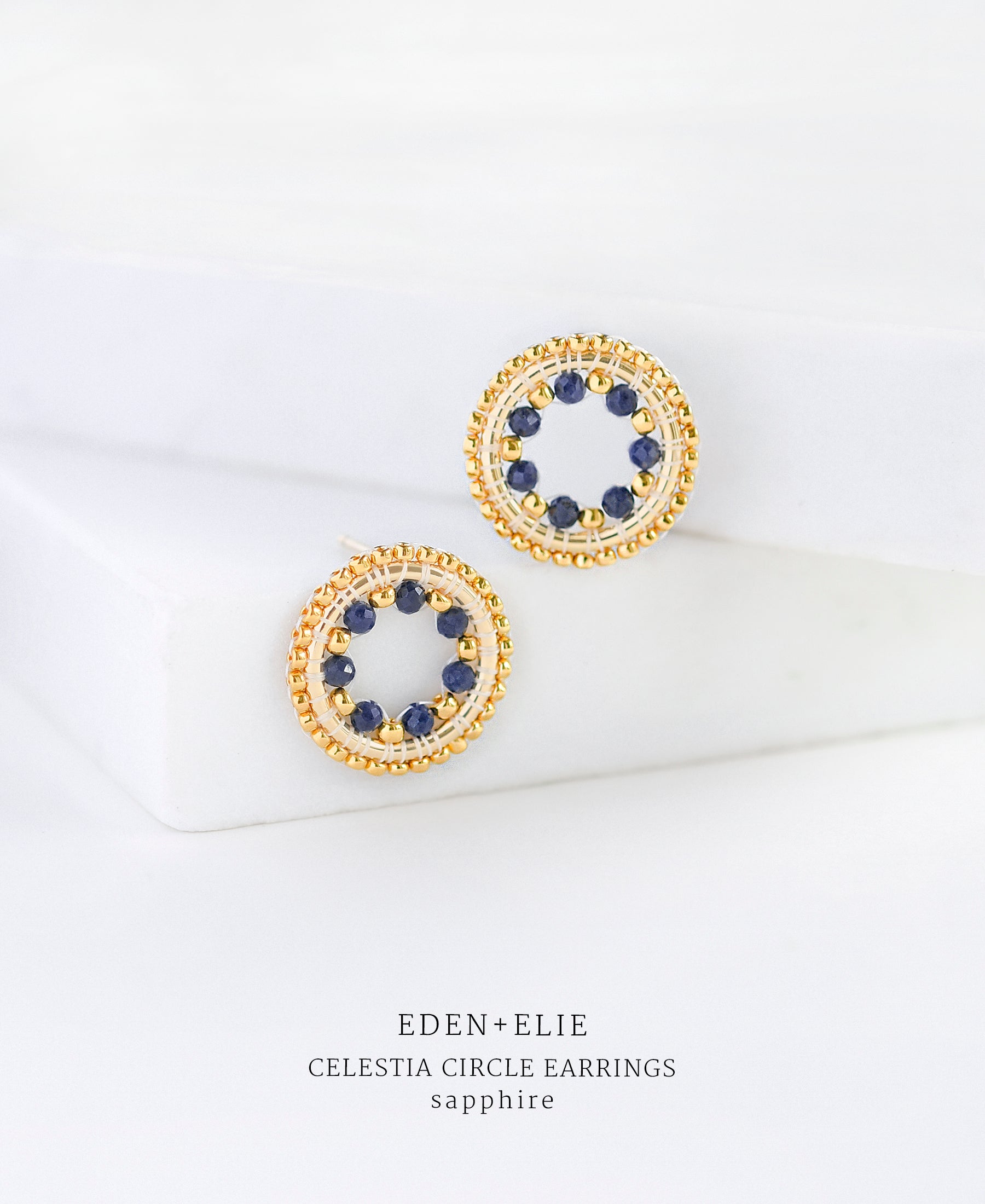EDEN + ELIE Celestia Simple Circle Earrings - Sapphire