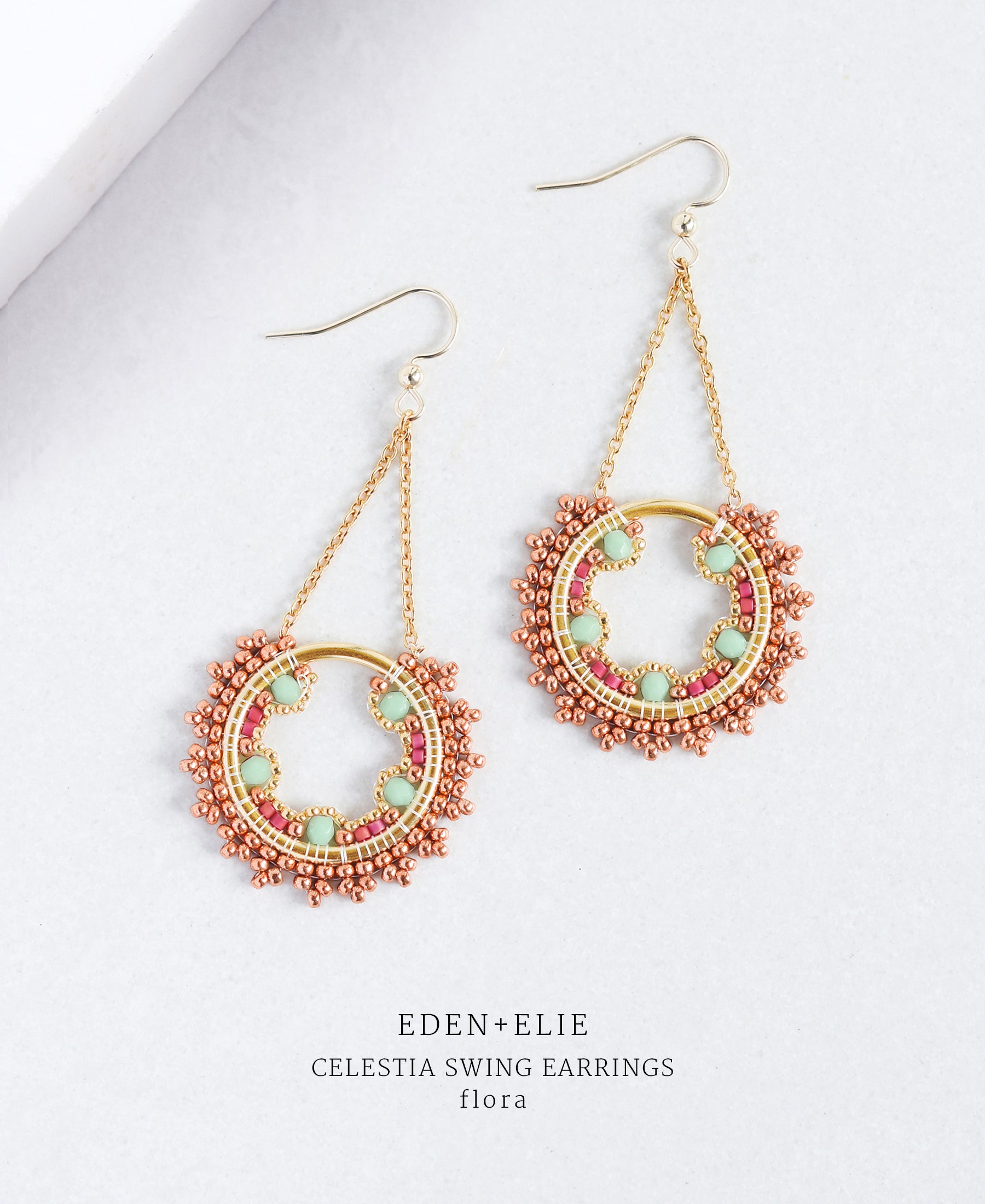 EDEN + ELIE Celestia swing earrings - flora green