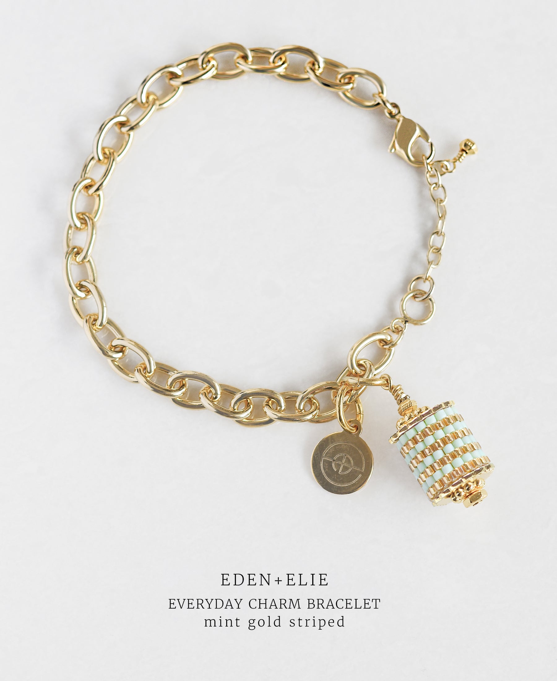 EDEN + ELIE Everyday gold charm bracelet - mint gold striped