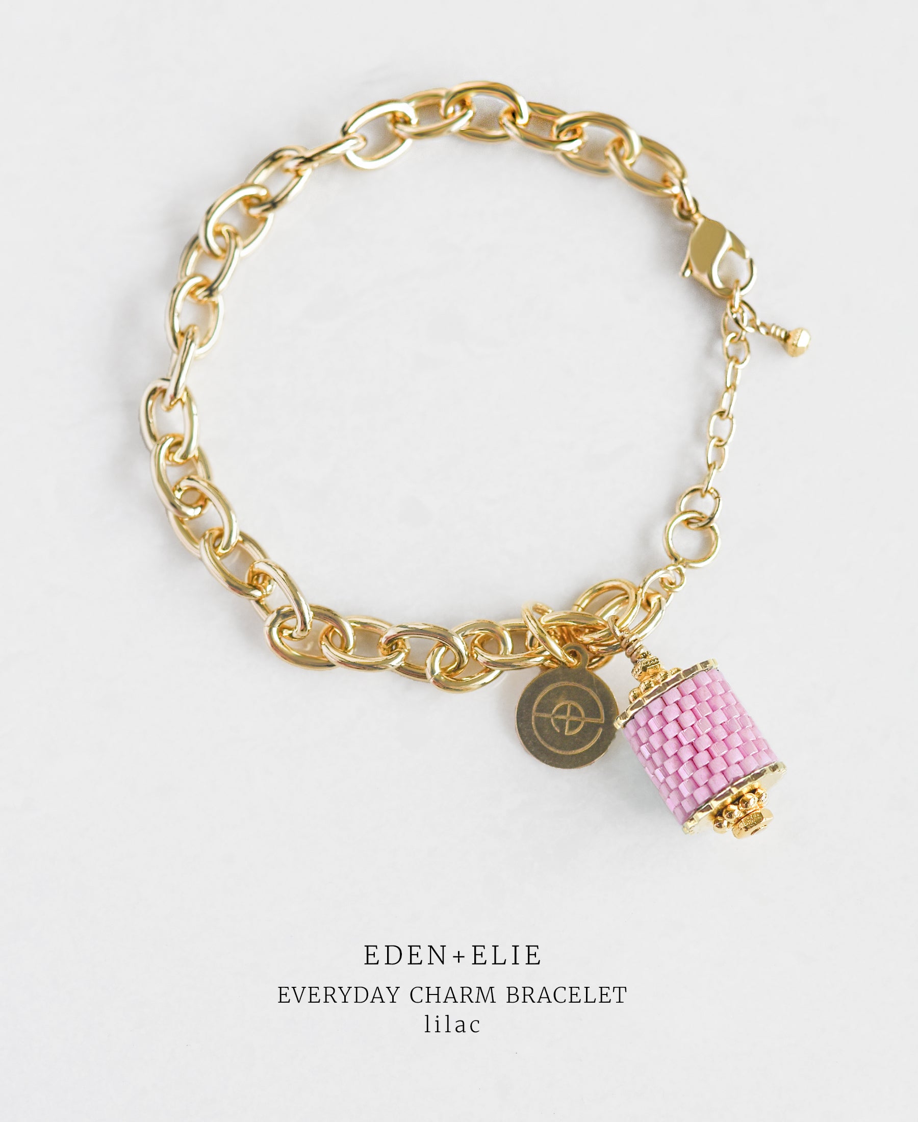 EDEN + ELIE Everyday gold charm bracelet - lilac purple