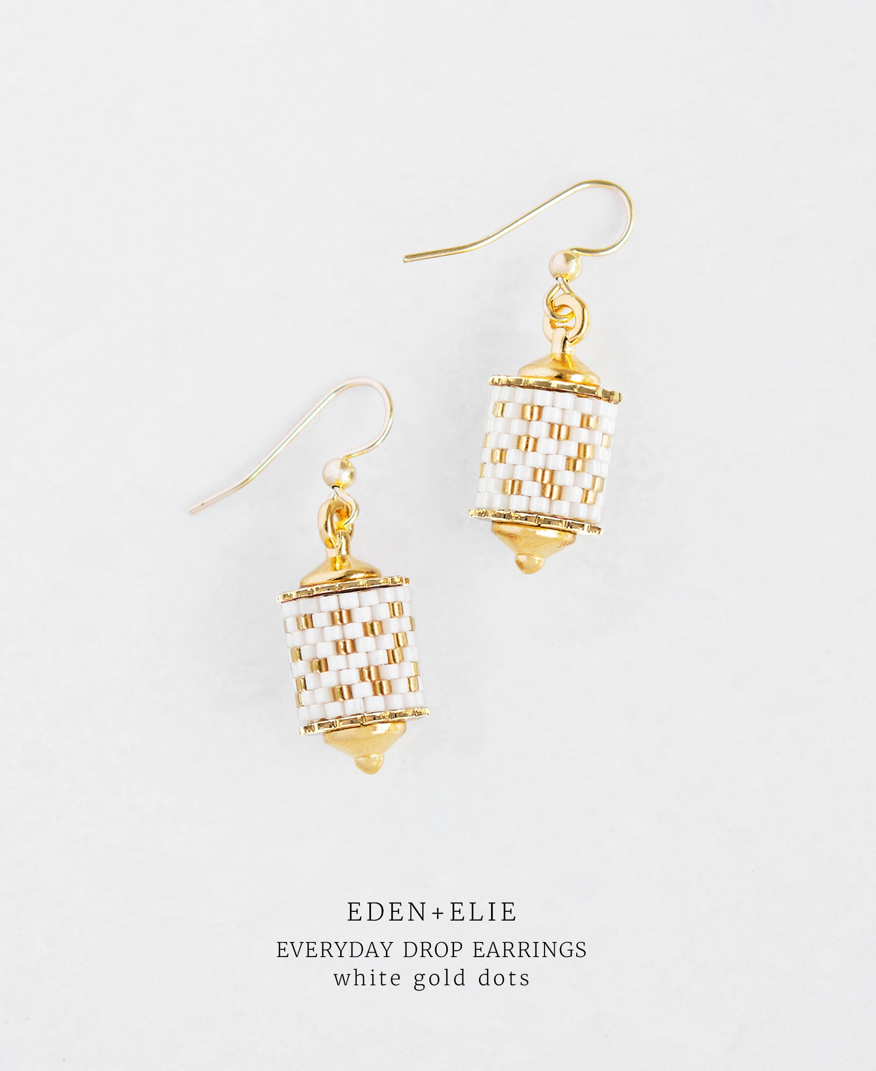 EDEN + ELIE Everyday drop earrings - white gold dots