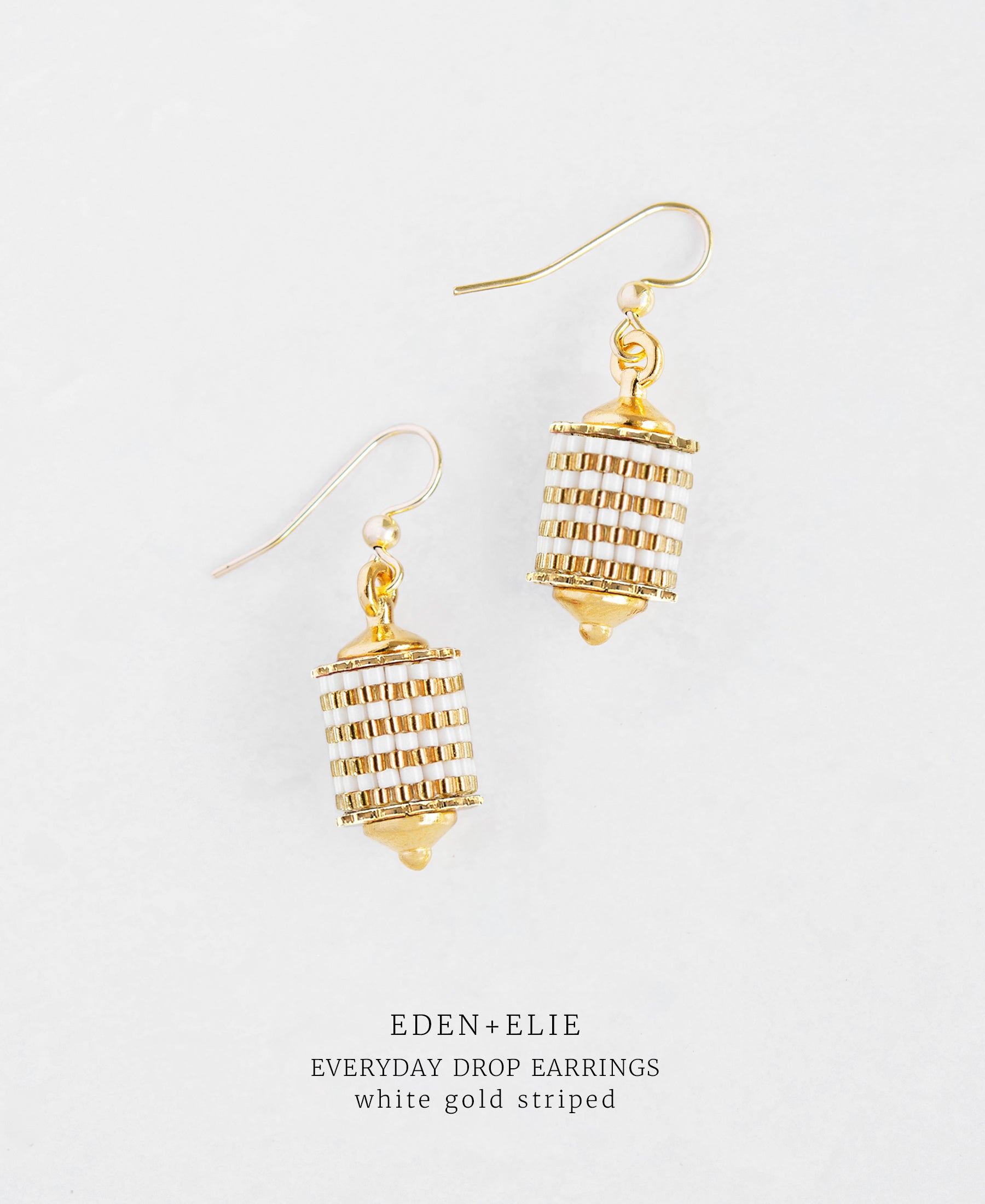 EDEN + ELIE Everyday drop earrings - white gold striped