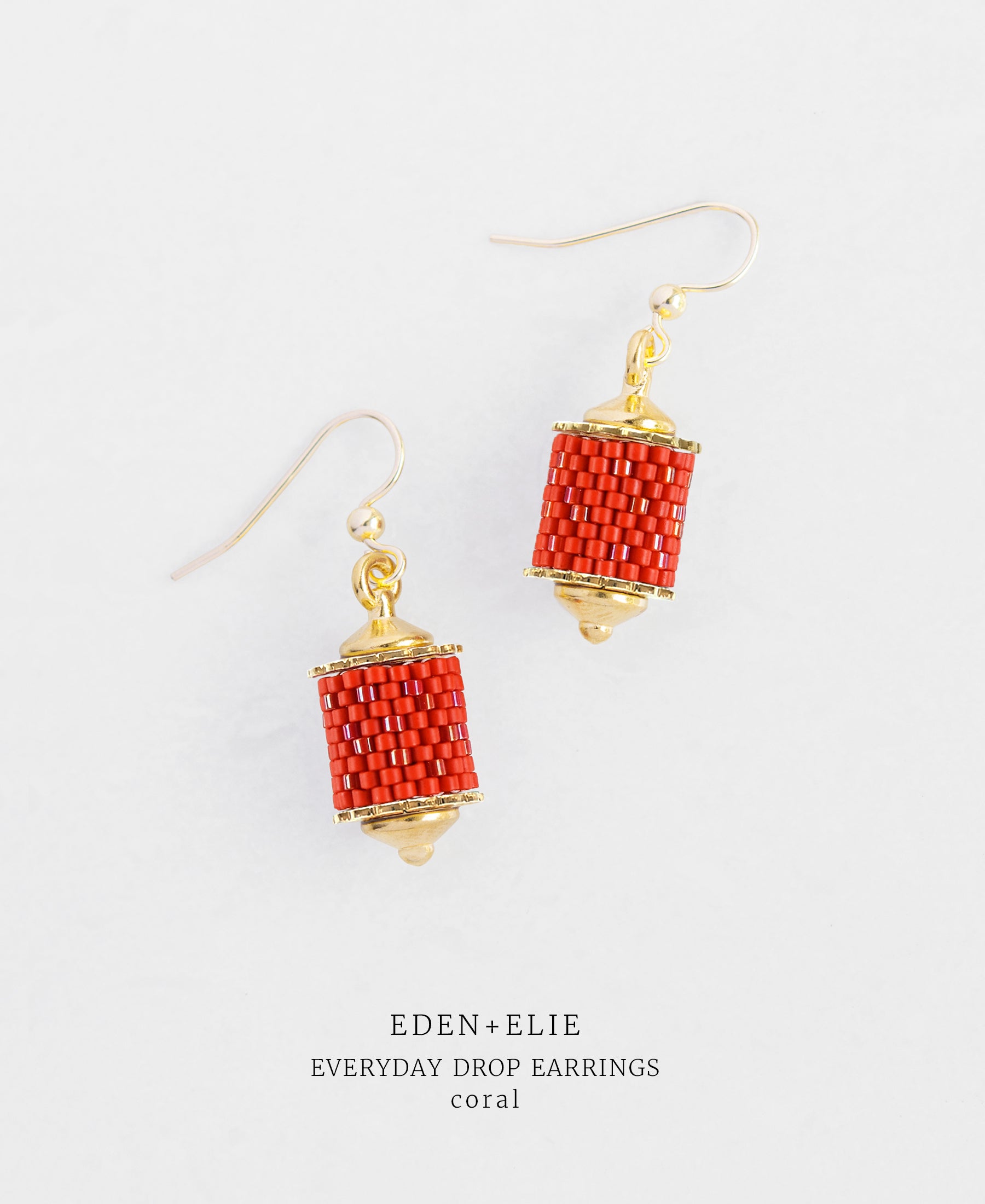 EDEN + ELIE Everyday drop earrings - coral red