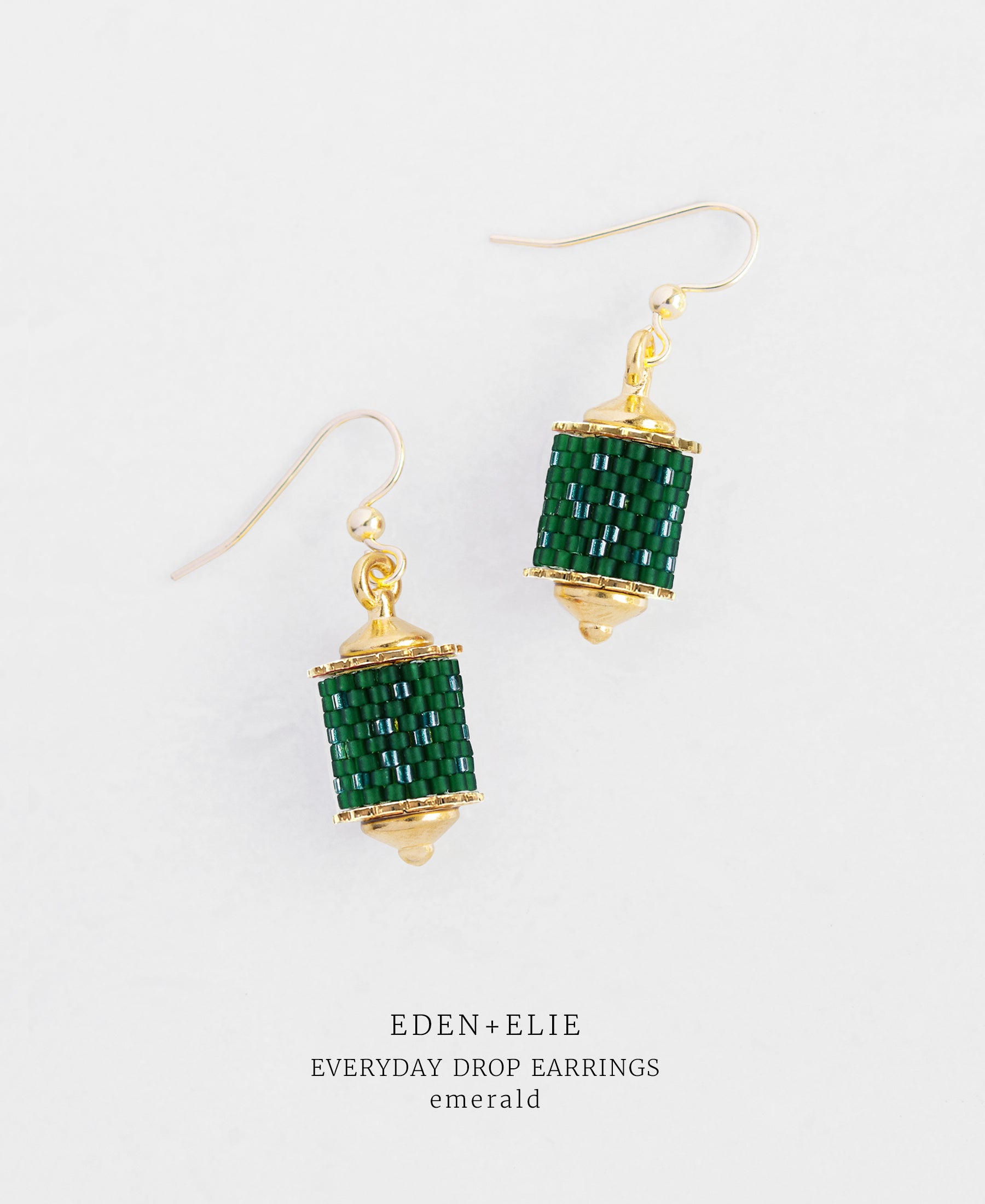 EDEN + ELIE Everyday drop earrings - emerald green