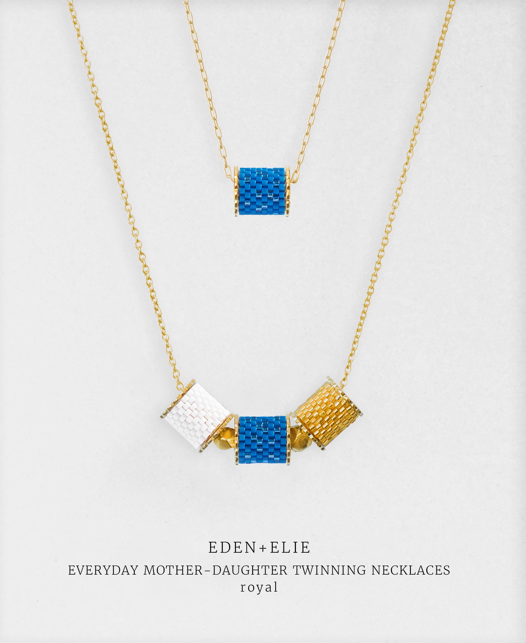 EDEN + ELIE Mother-Daughter twinning necklaces set - royal blue