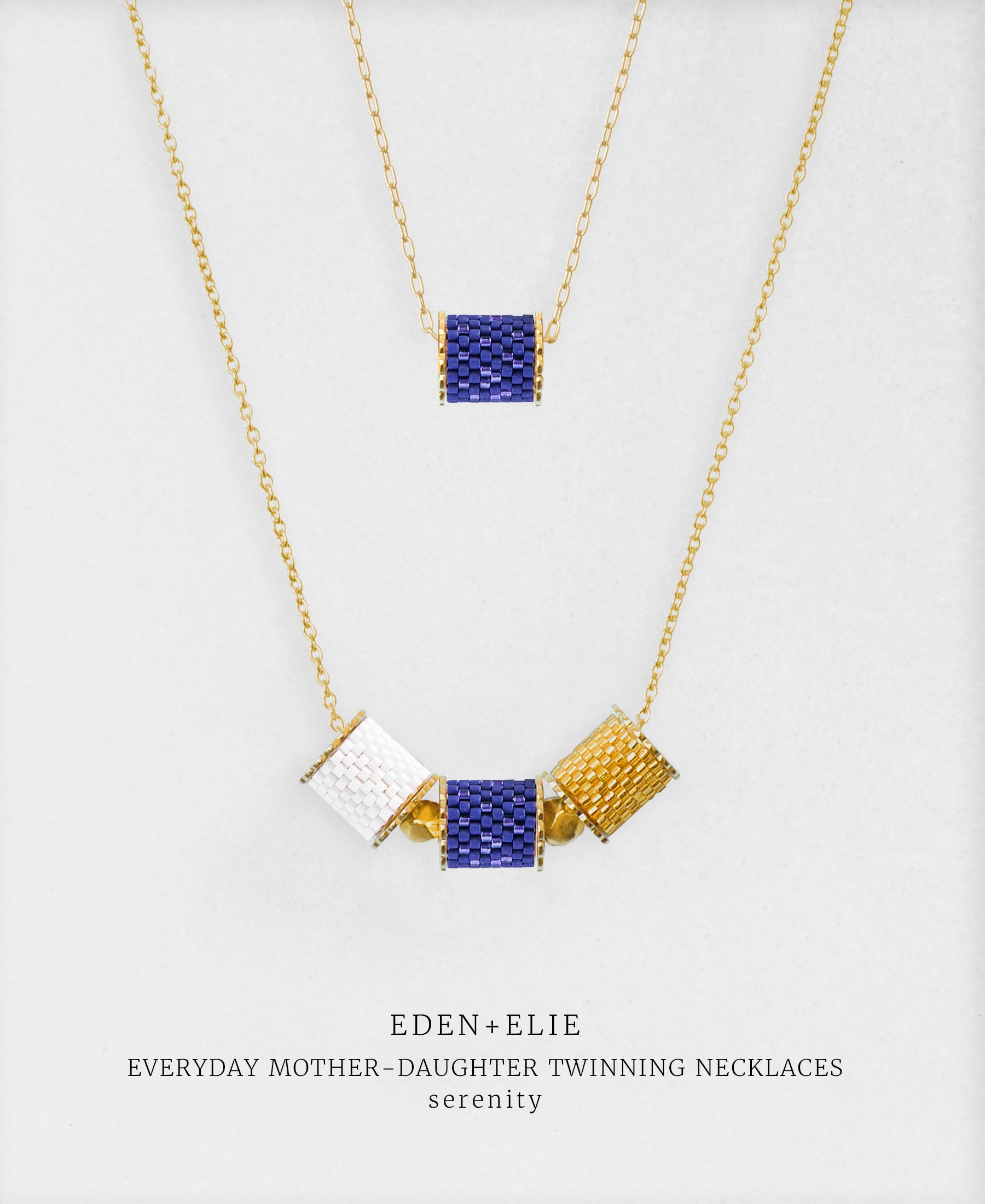 EDEN + ELIE Mother-Daughter twinning necklaces set - serenity blue