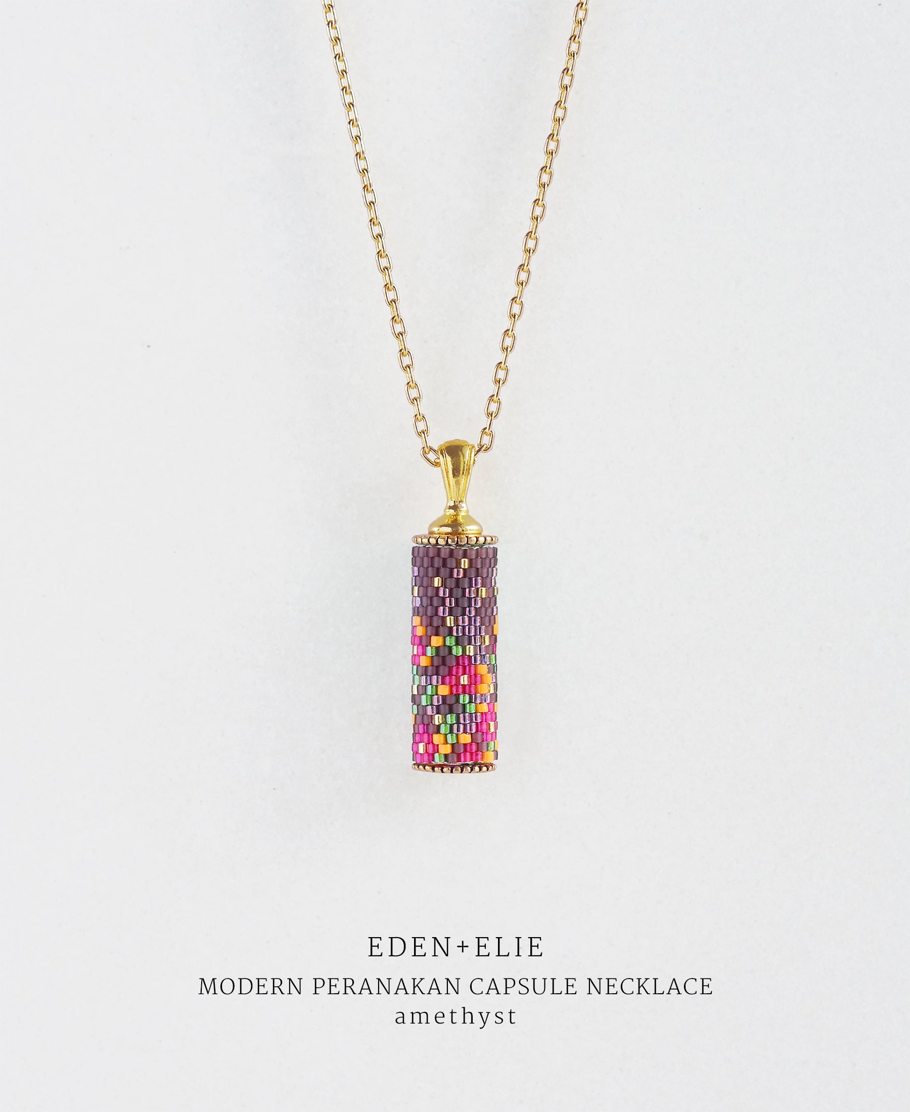 EDEN + ELIE Modern Peranakan capsule pendant necklace - amethyst