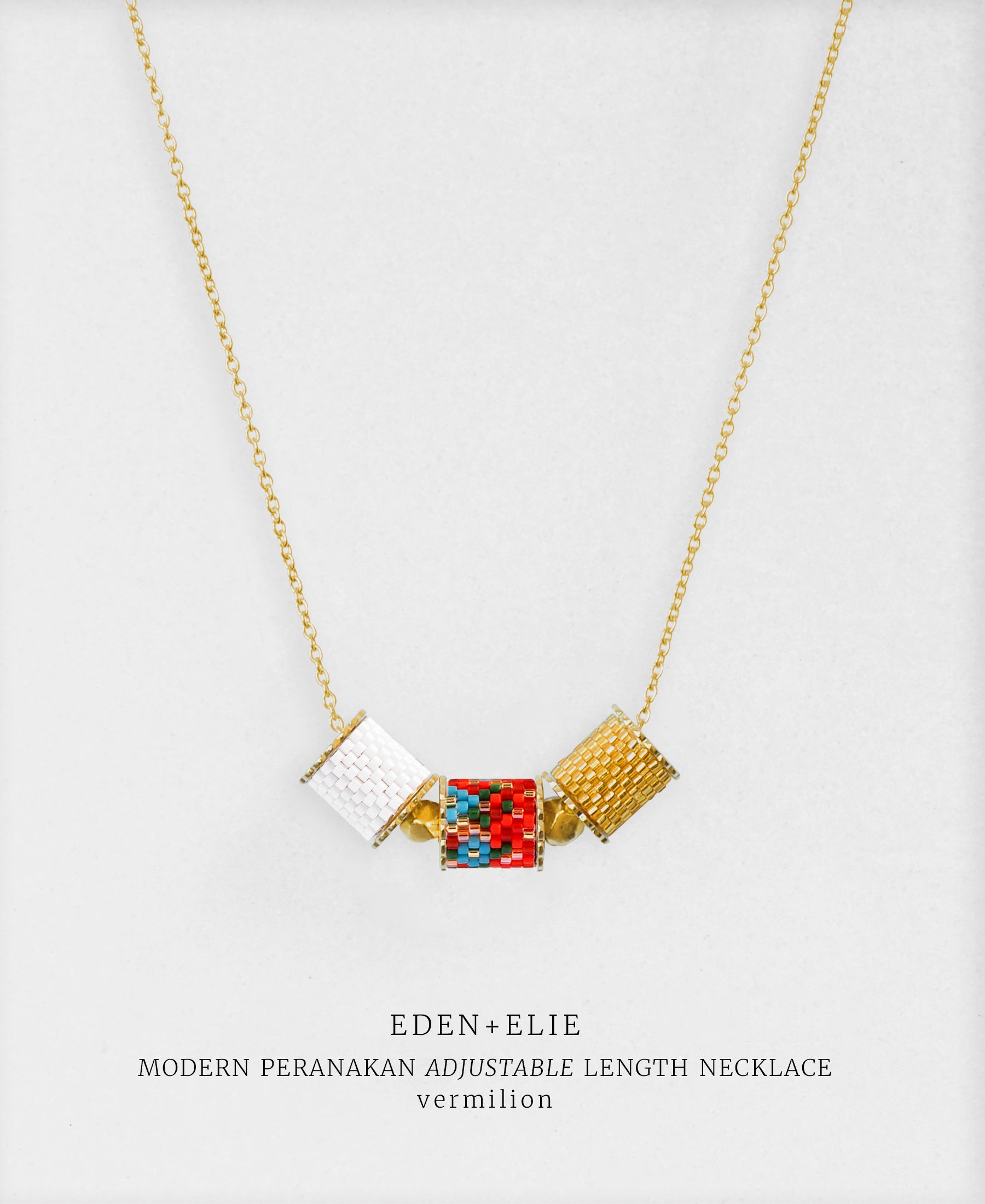 EDEN + ELIE Modern Peranakan adjustable length necklace - vermilion