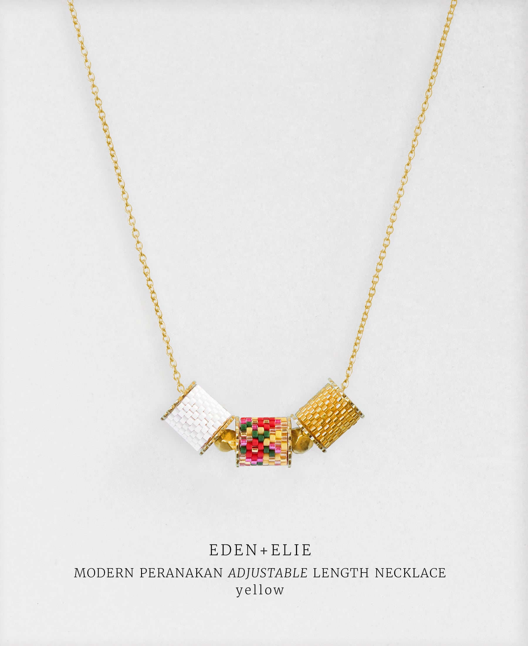 EDEN + ELIE Modern Peranakan adjustable length necklace - yellow