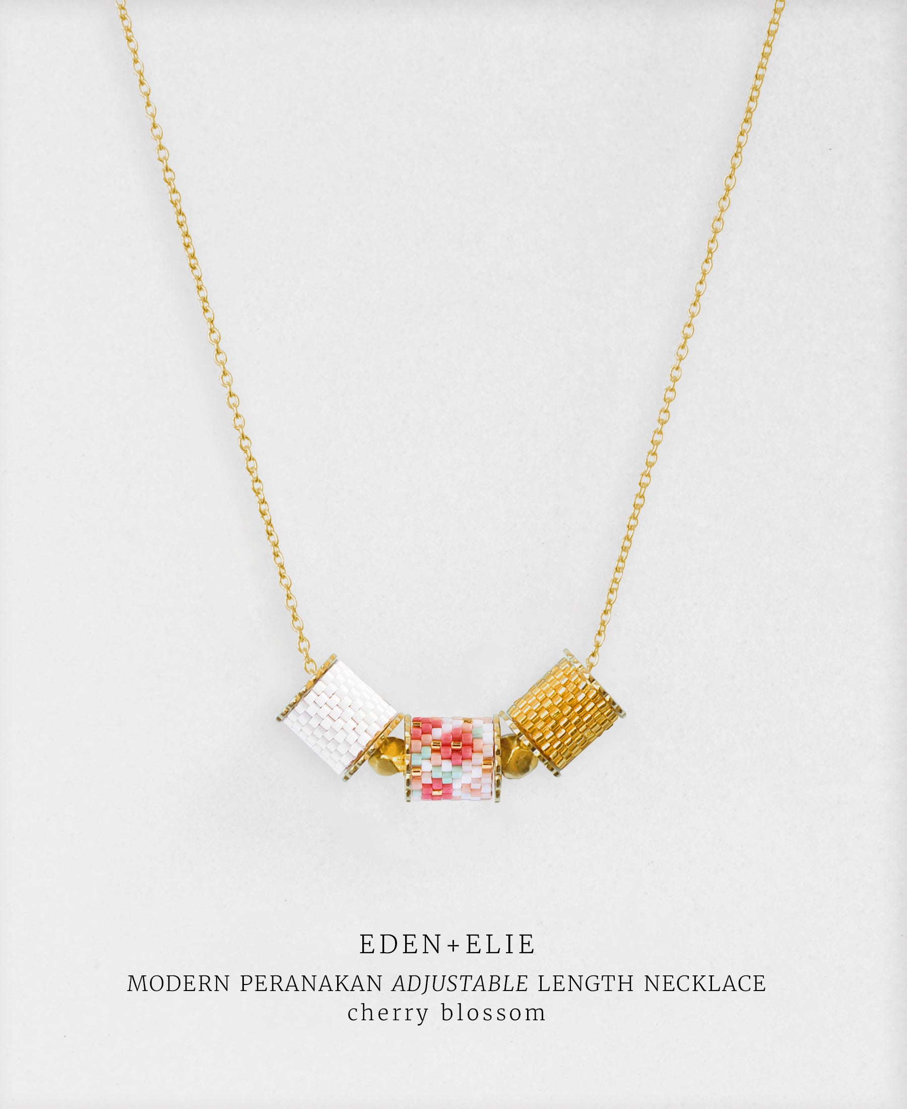 EDEN + ELIE Modern Peranakan adjustable length necklace - cherry blossom