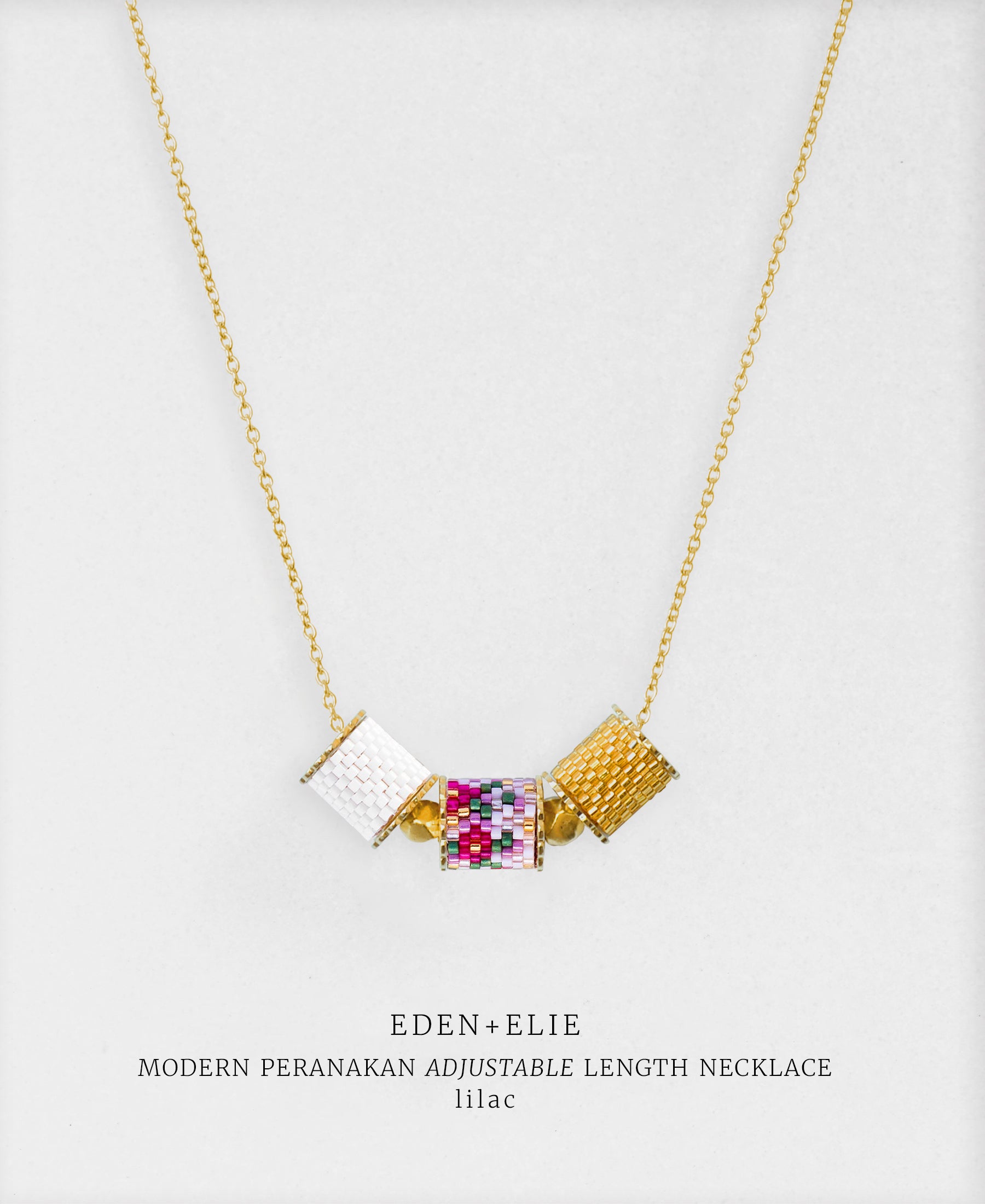 EDEN + ELIE Modern Peranakan adjustable length necklace - lilac