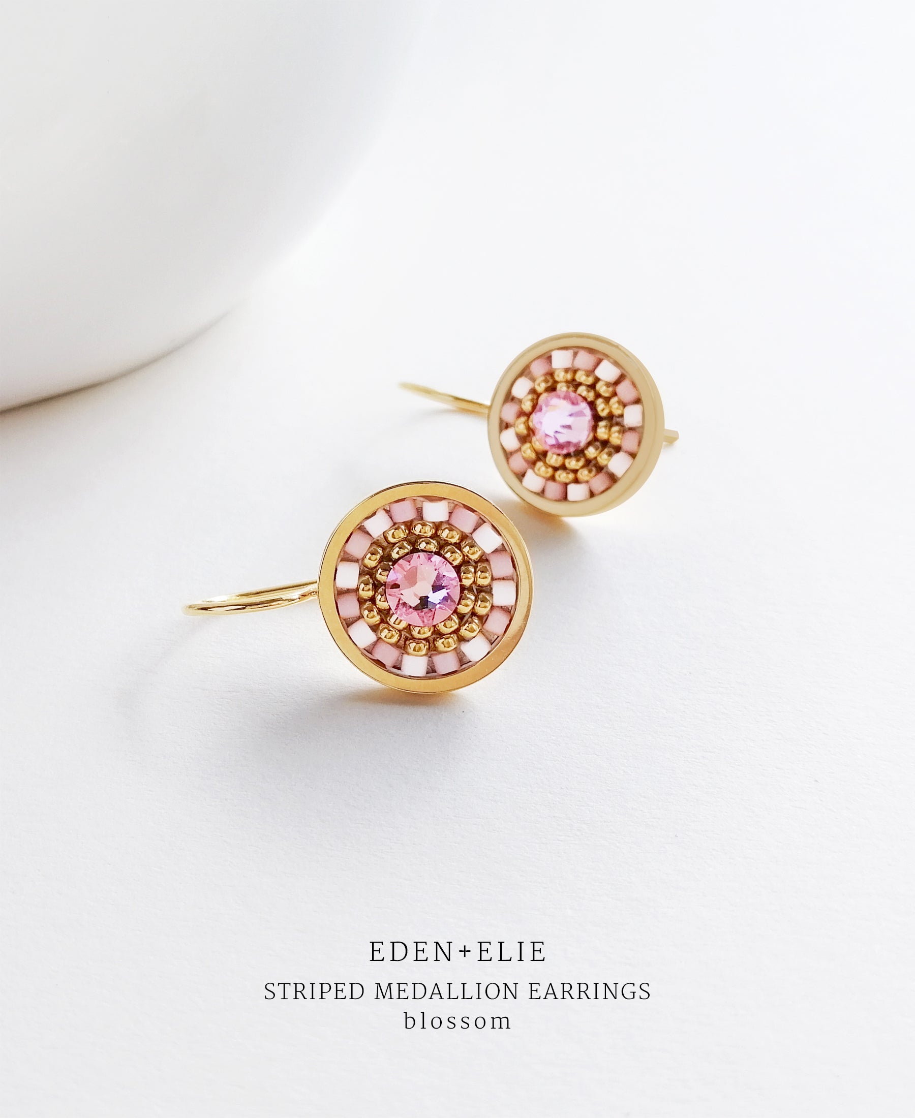 EDEN + ELIE Striped Medallion drop earrings - blossom