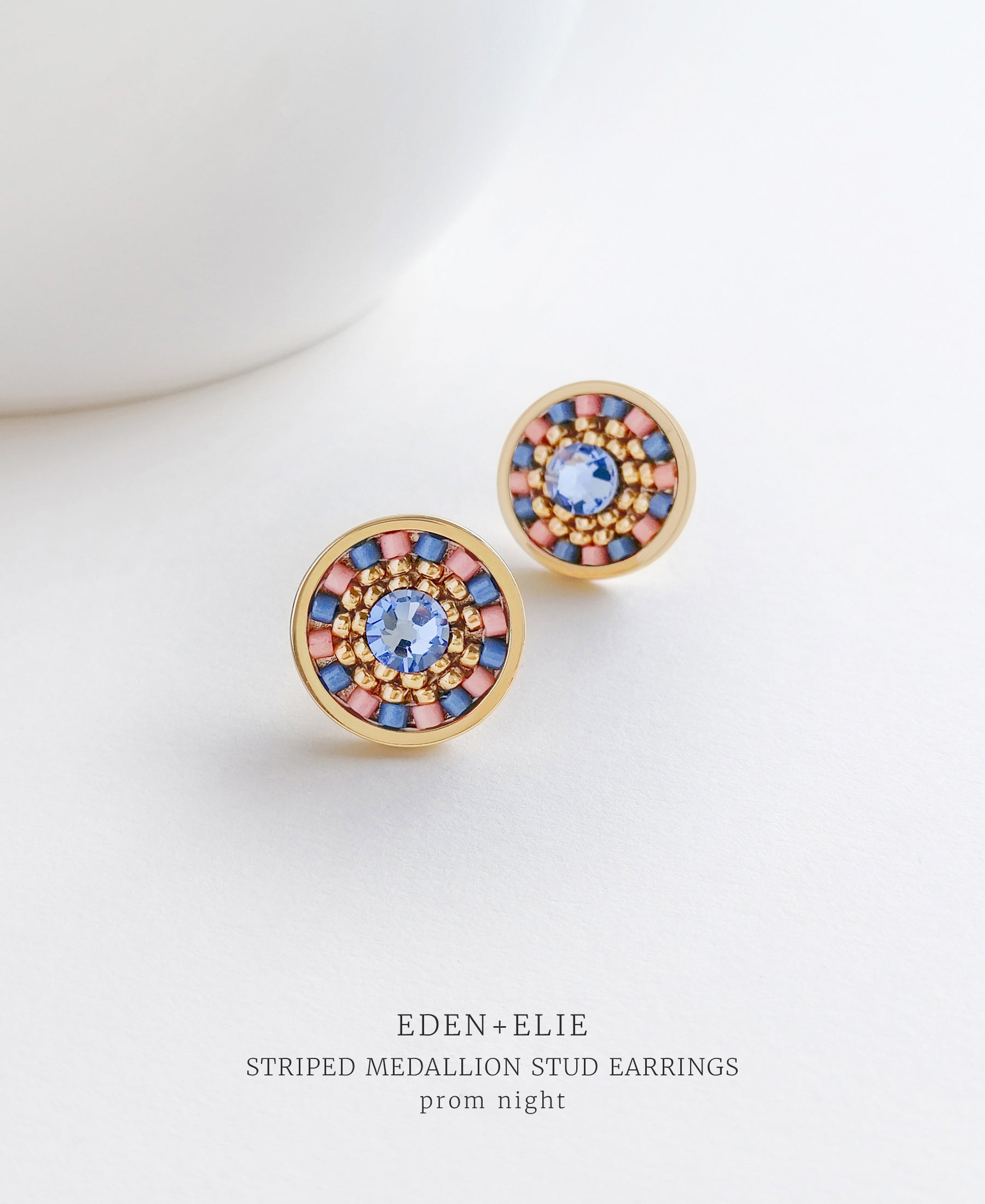 EDEN + ELIE Striped Medallion stud earrings - prom night