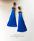 EDEN + ELIE silk tassel statement earrings - cobalt