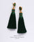 EDEN + ELIE silk tassel statement earrings - emerald green