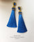 EDEN + ELIE silk tassel statement earrings - sapphire blue