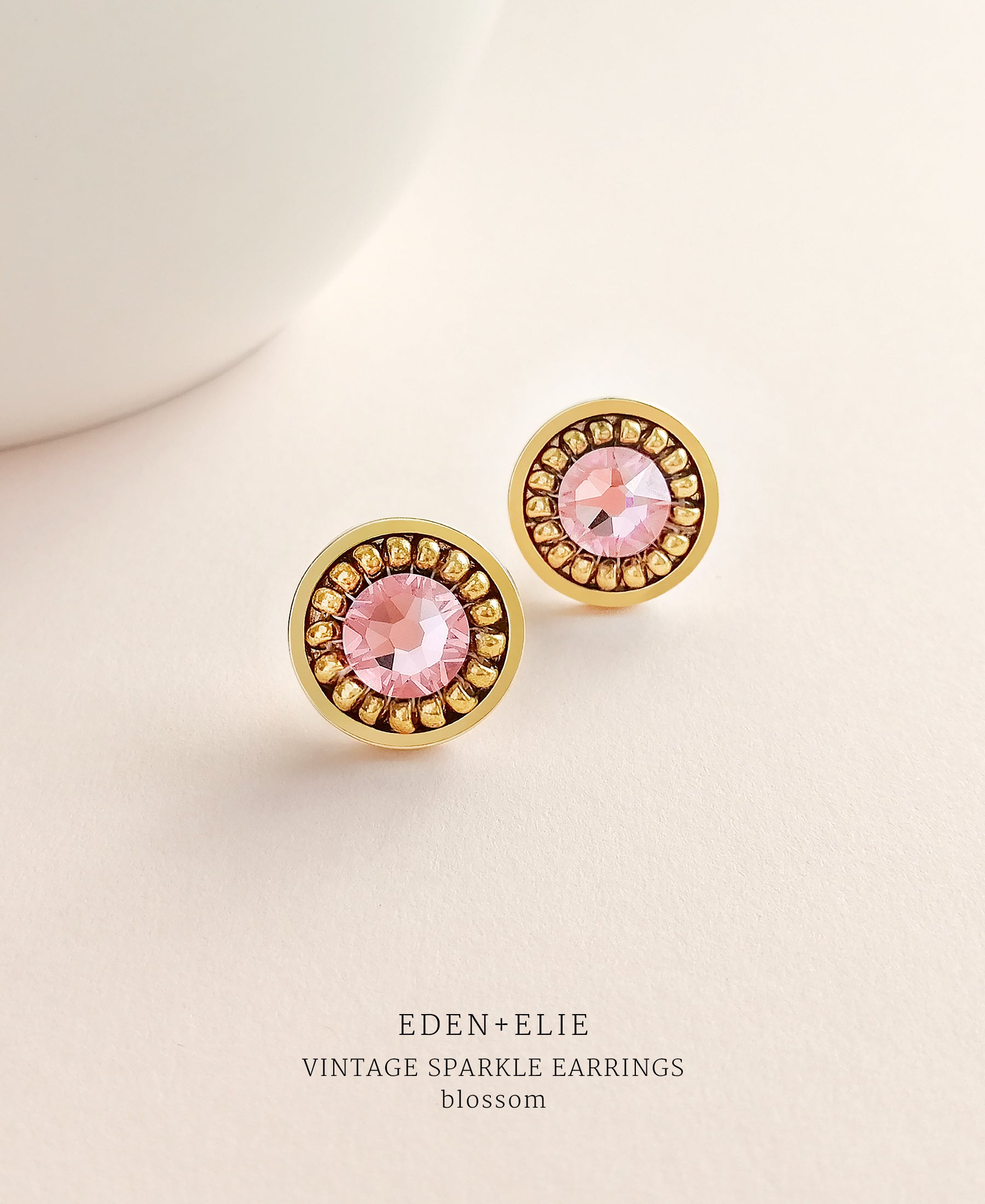 EDEN + ELIE Vintage Sparkle stud earrings - blossom pink