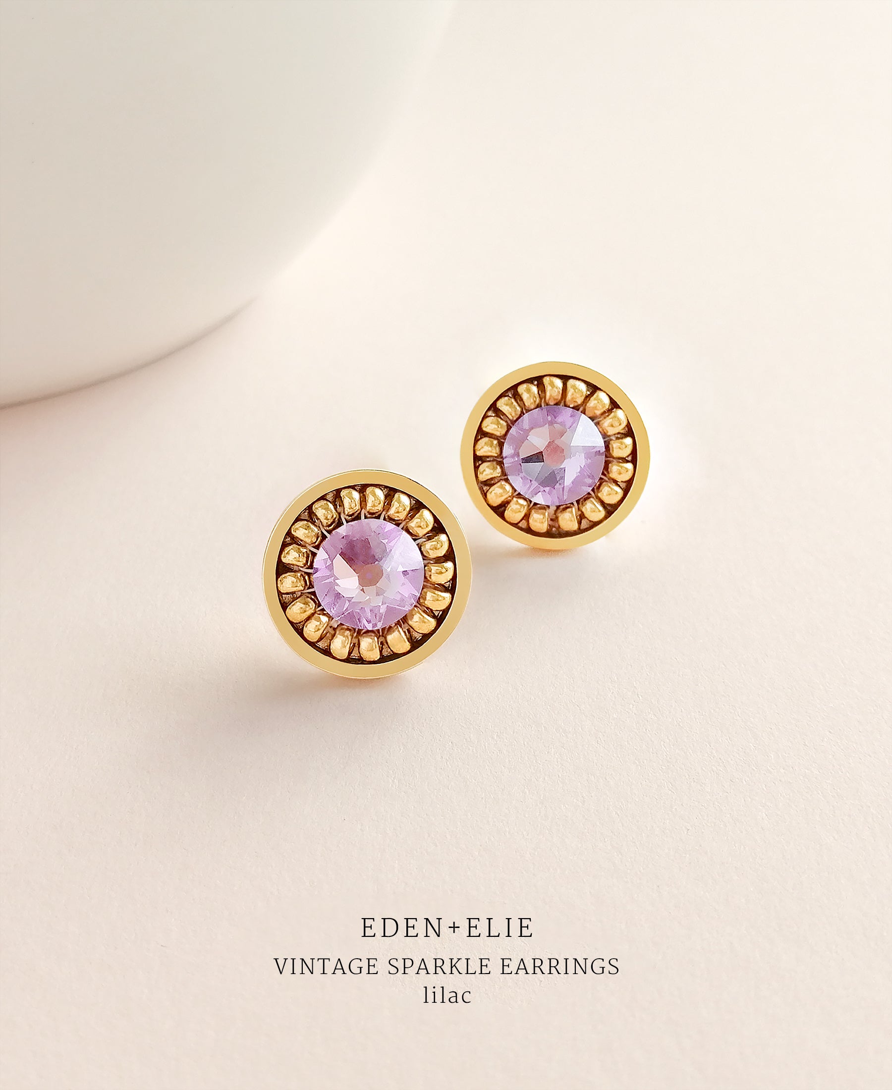 EDEN + ELIE gold plated jewelry Vintage Sparkle stud earrings - lilac purple